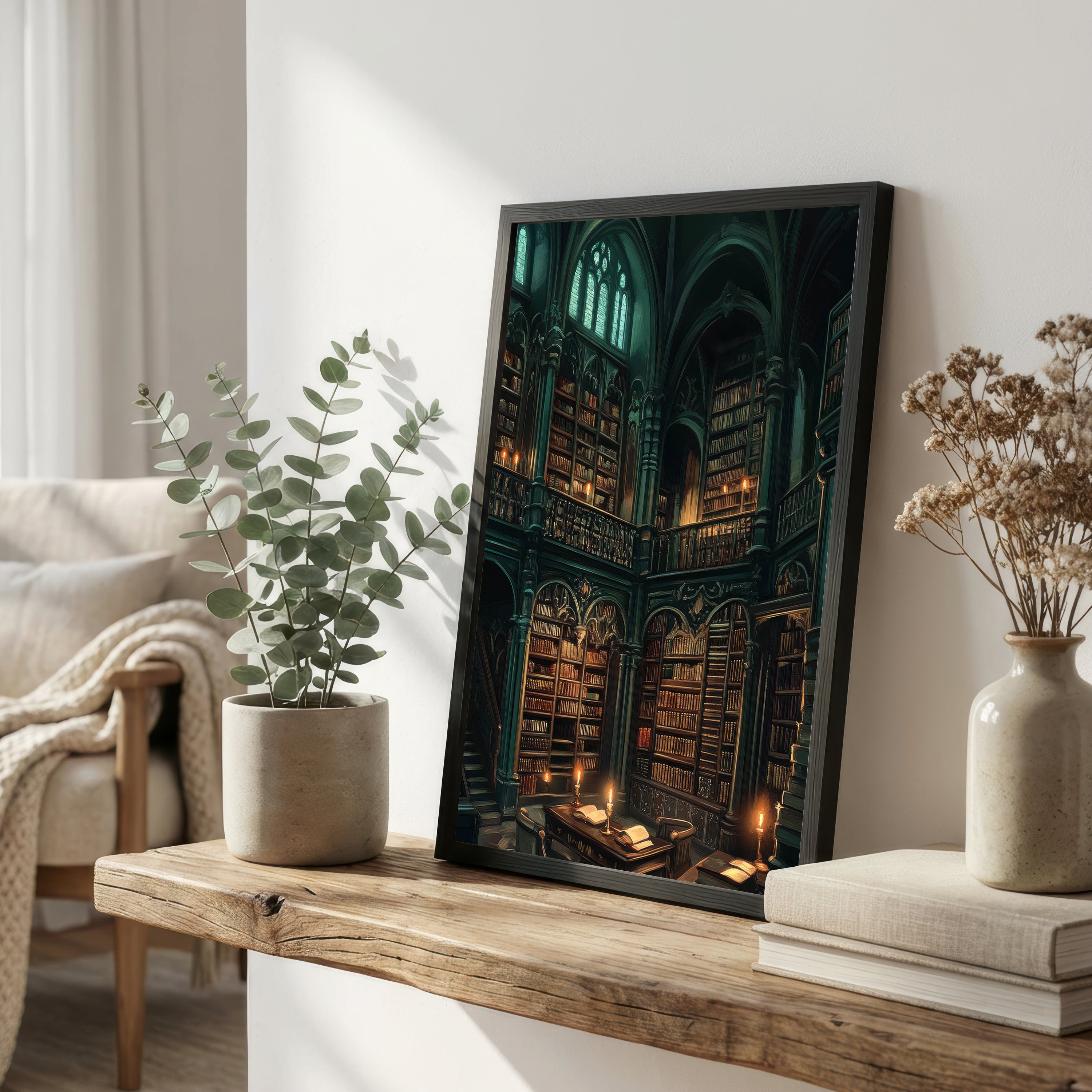Gothic Library Dark Academia Art Print