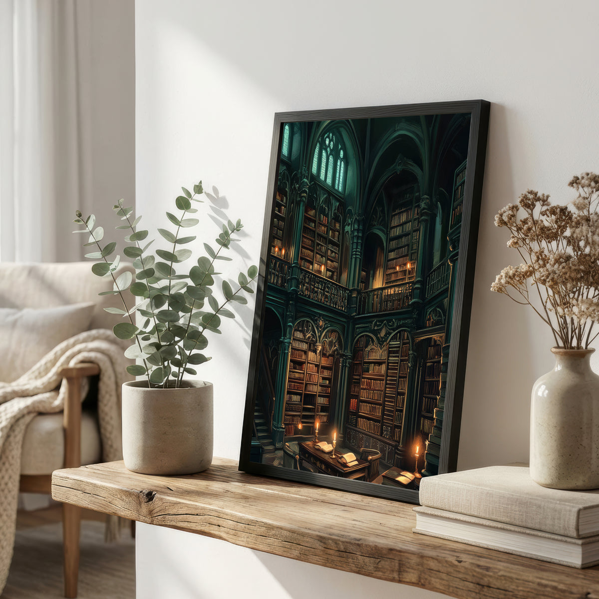 Gothic Library Dark Academia Art Print