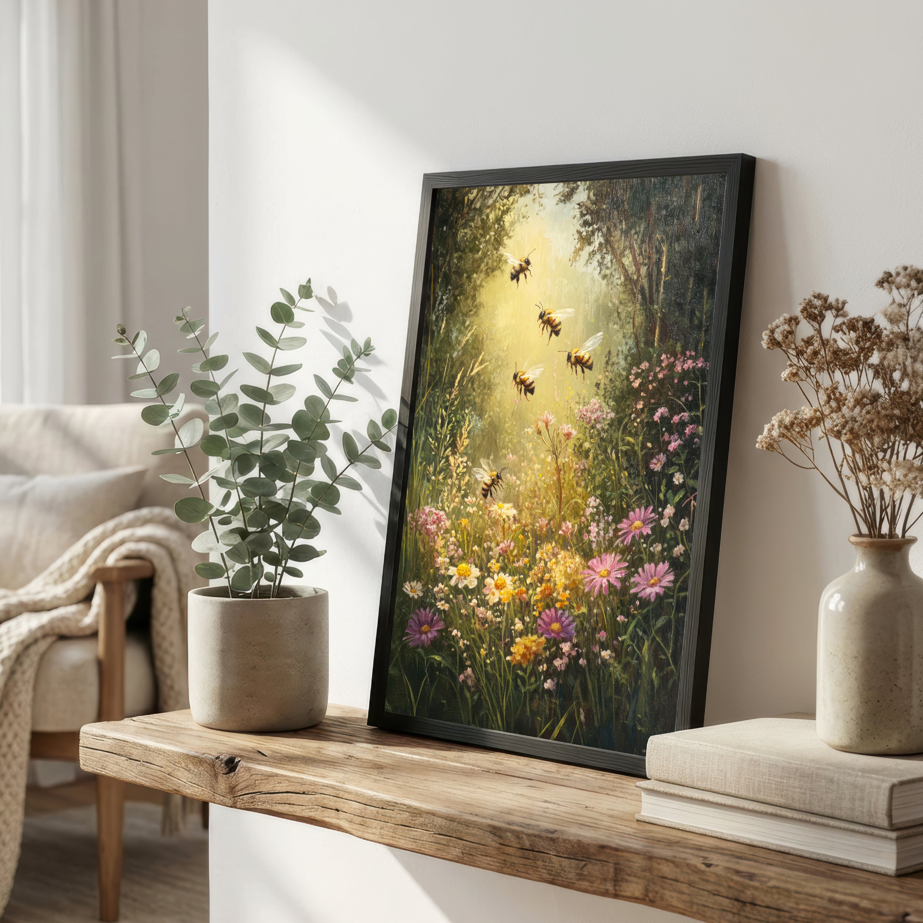 Bumblebee Wildflower Meadow Art Print
