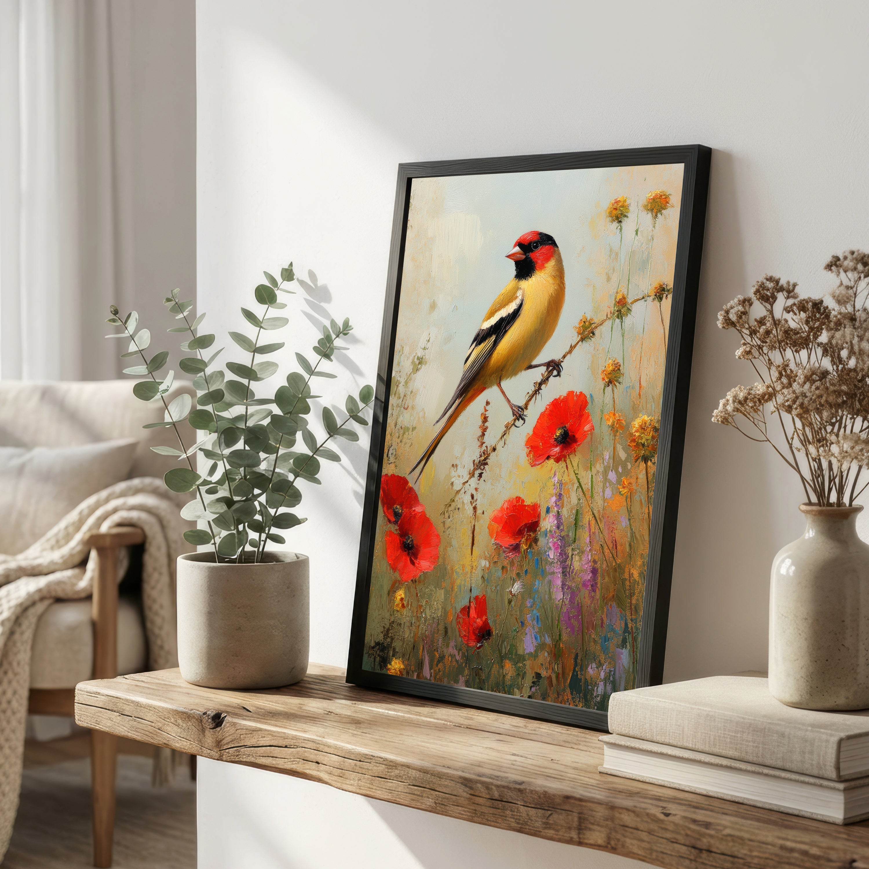 Goldfinch Wildflower Art Print