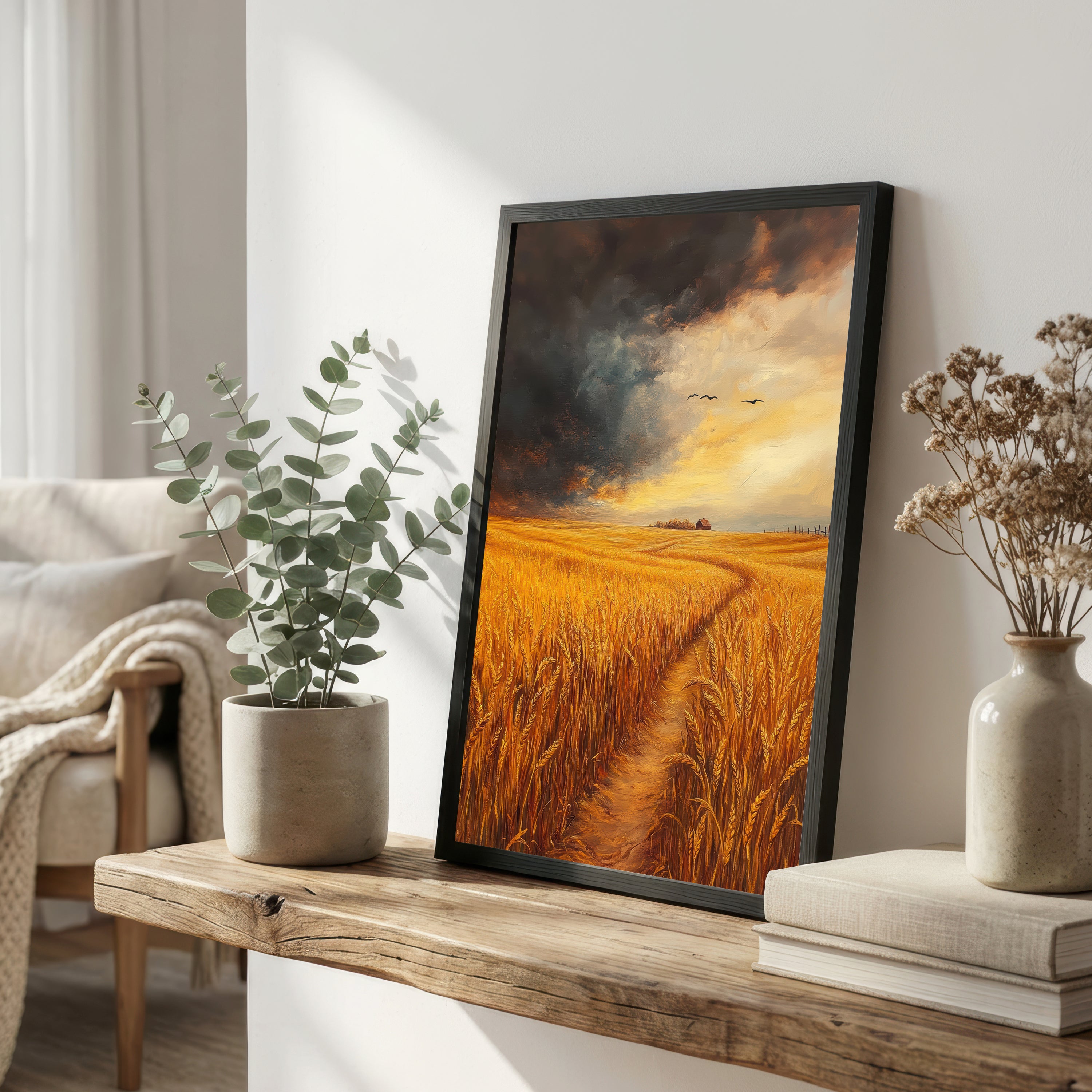 Golden Wheat Field Sunset Art Print