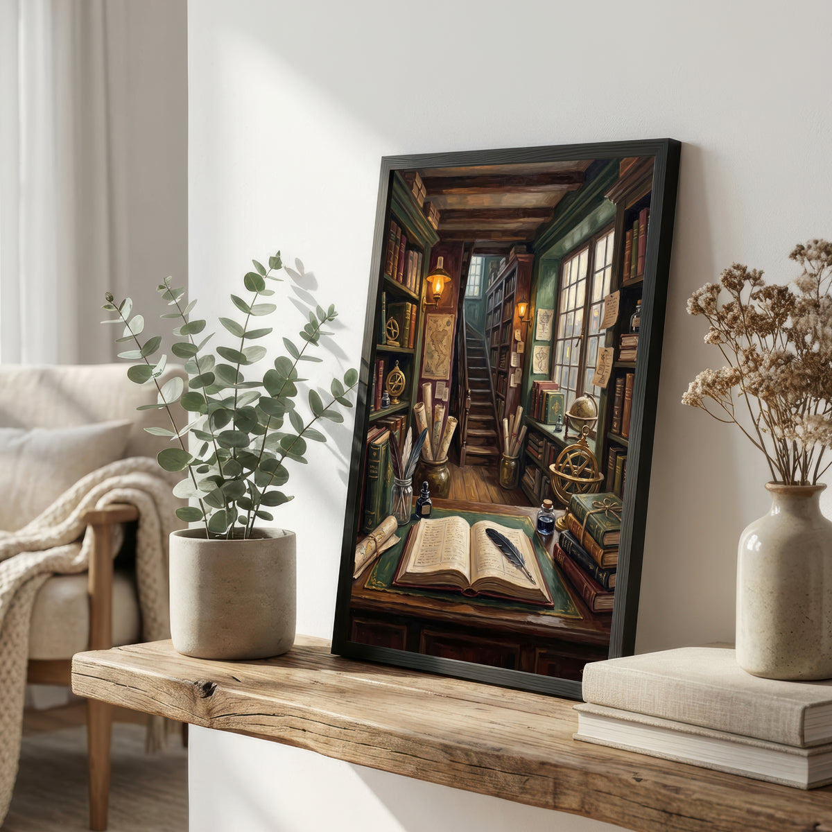 Dark Academia Library Art Print