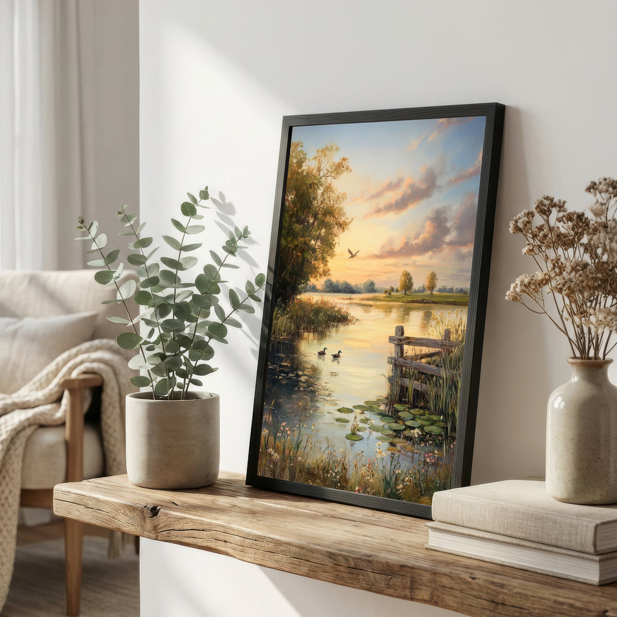Serene Pond Landscape Art Print