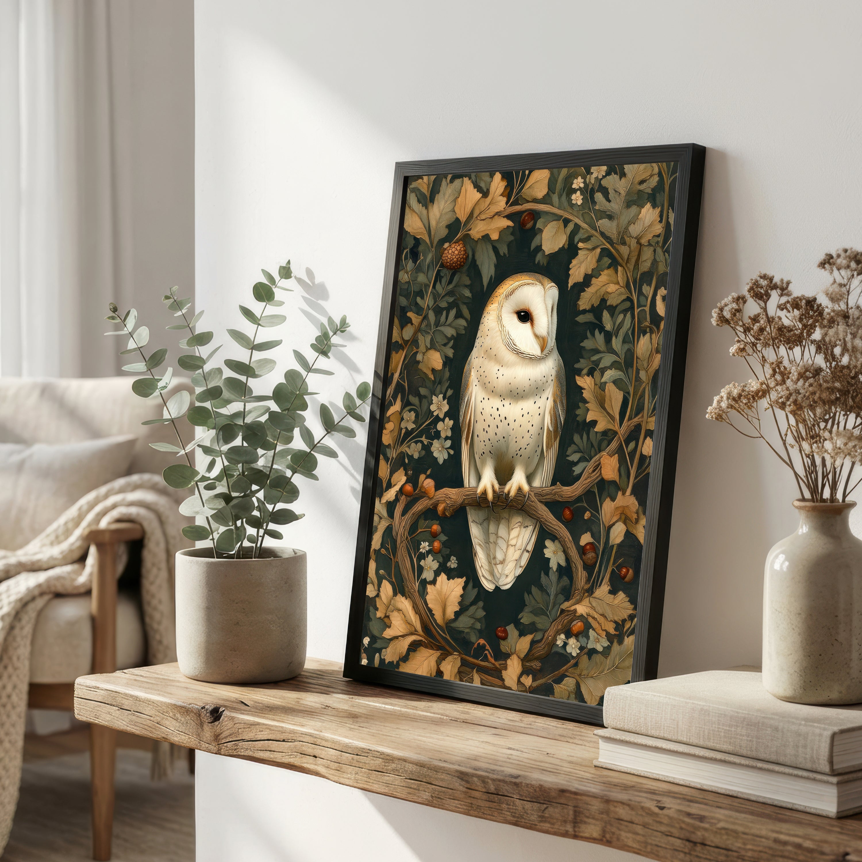 Barn Owl Botanical Art Print