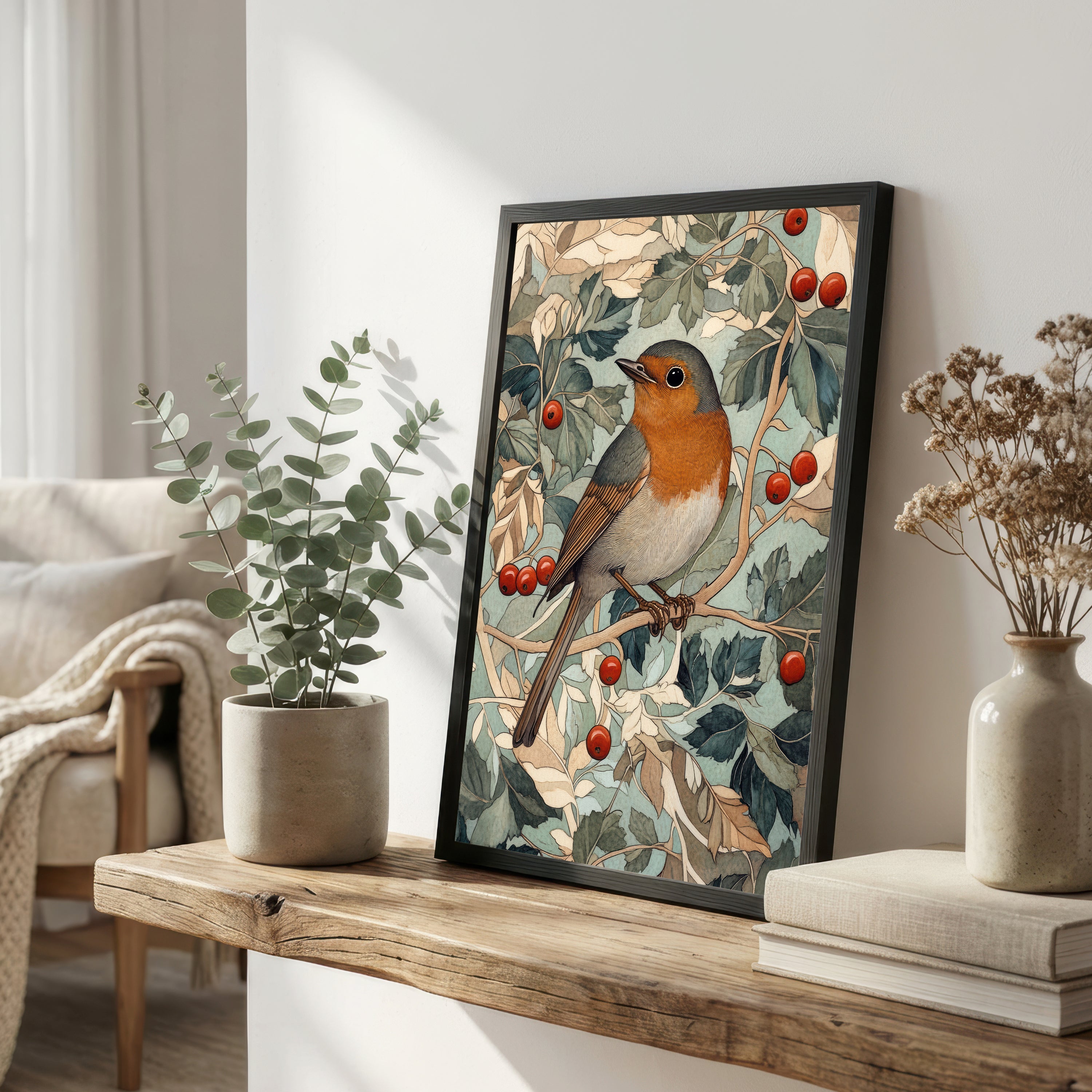 Robin Botanical Art Print