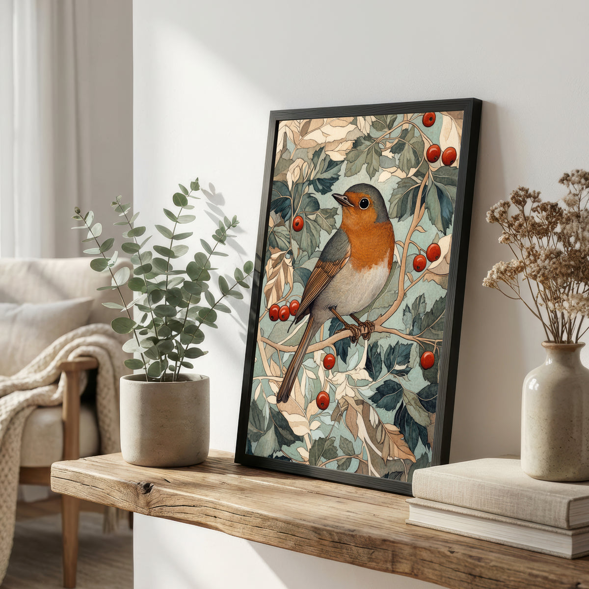 Robin Botanical Art Print