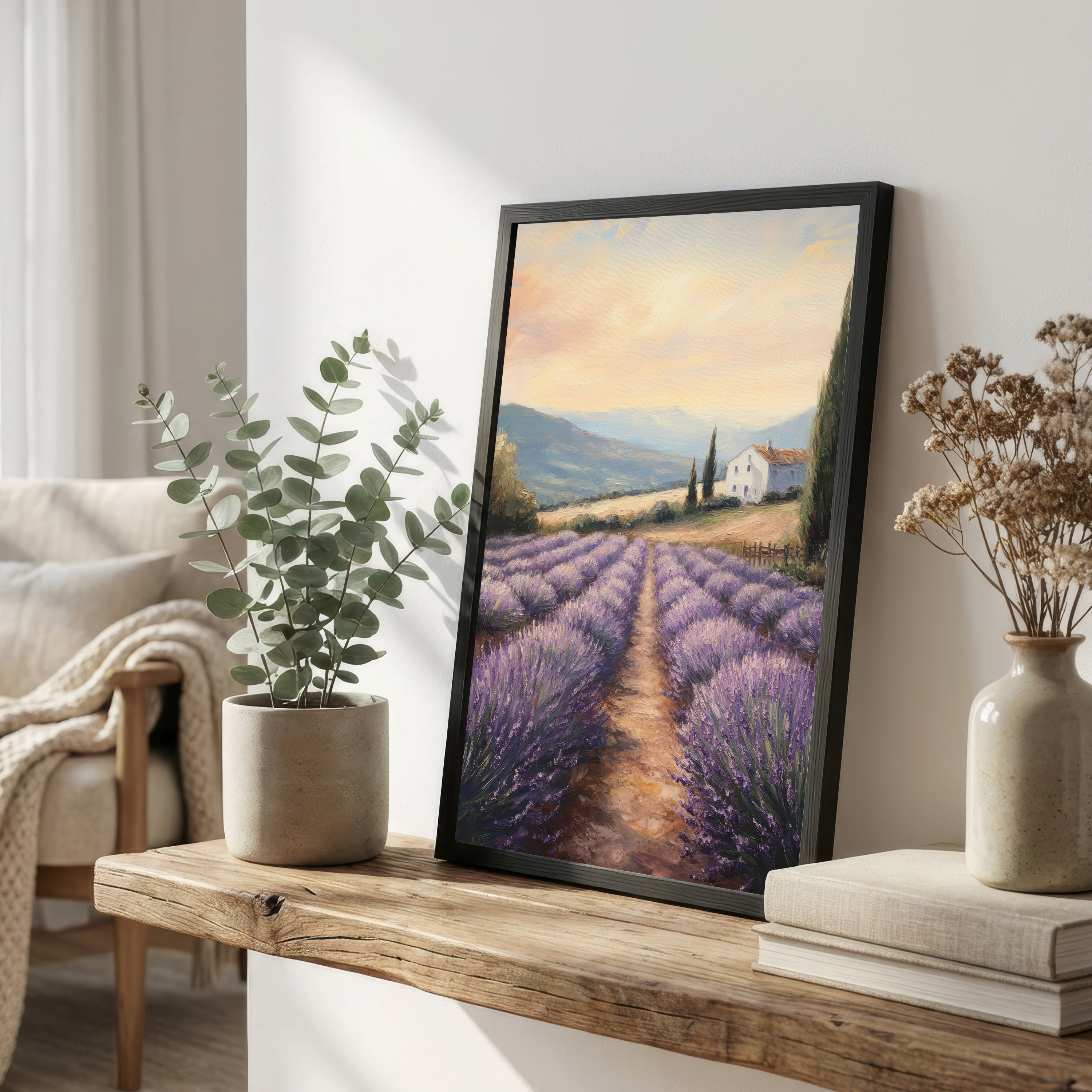 Lavender Field Country House Art Print