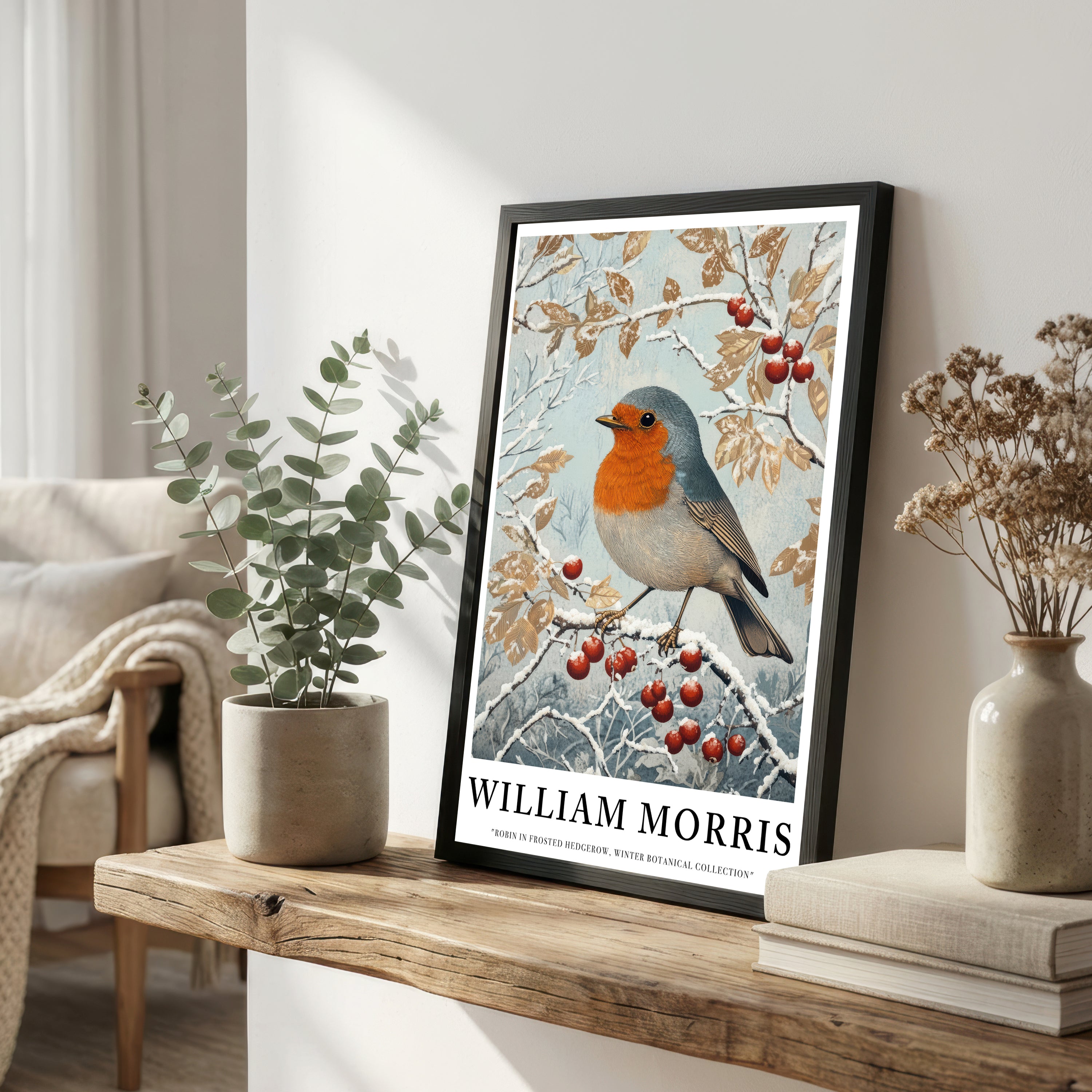 William Morris Inspired Robin Art Print