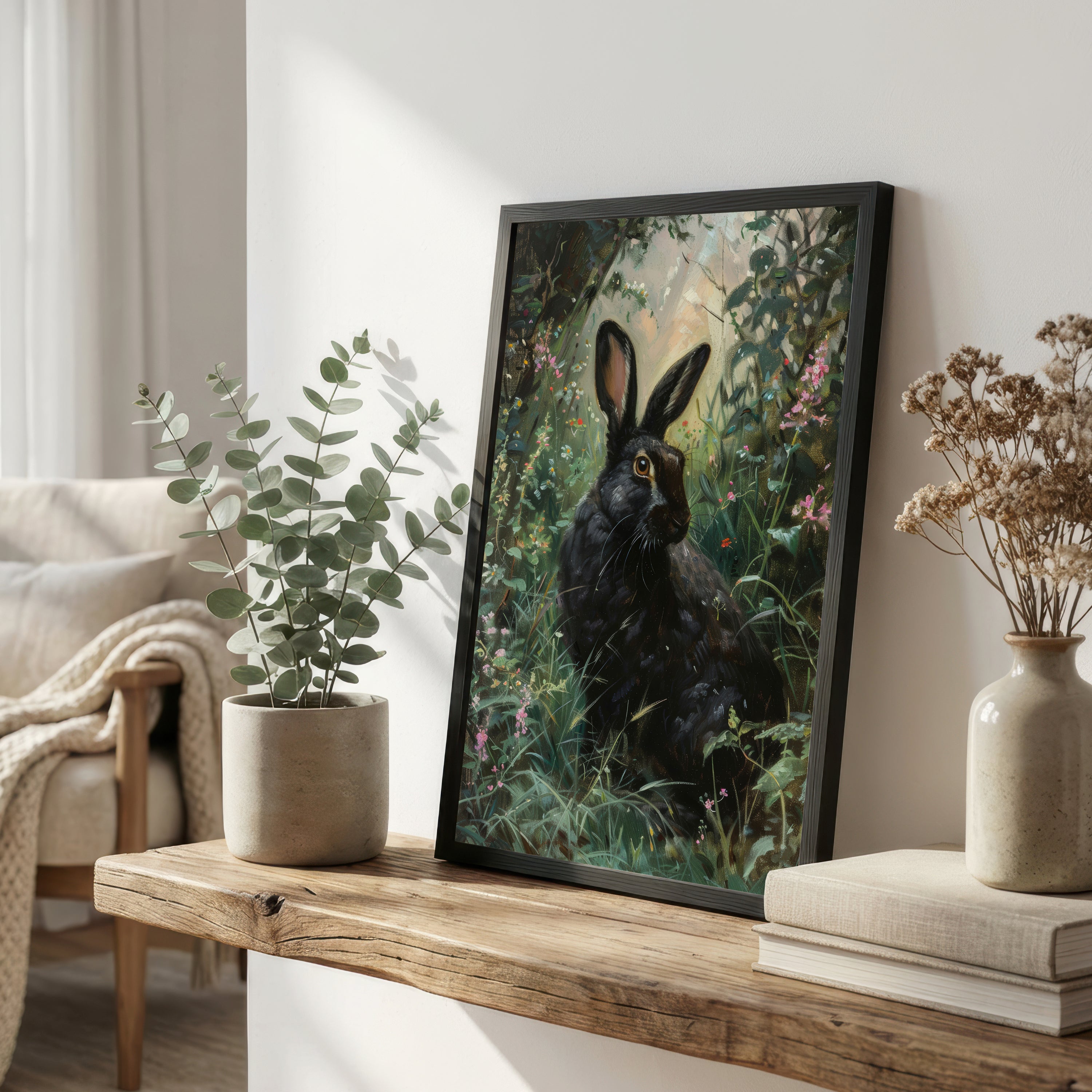 Black Rabbit Meadow Art Print