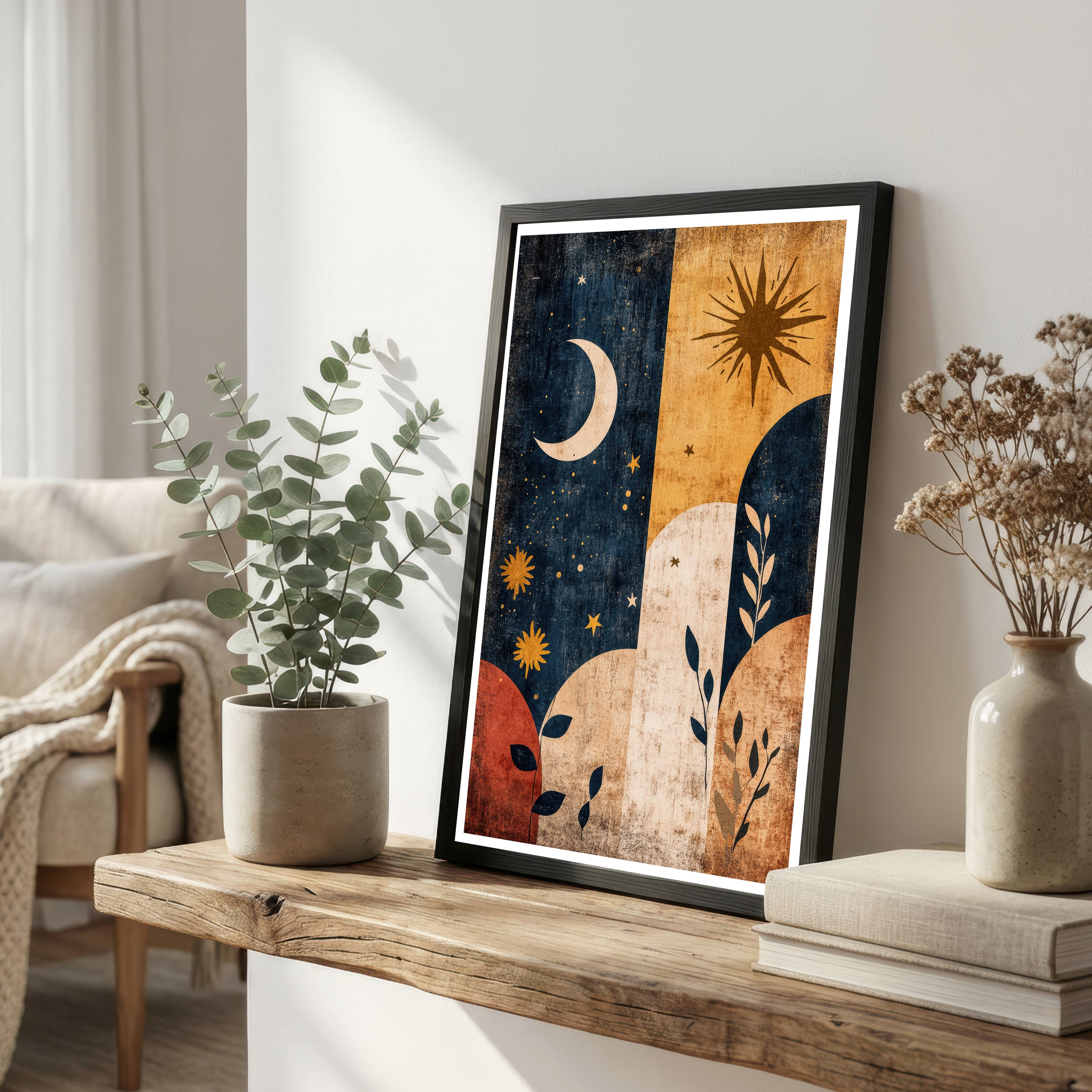 Celestial Moon and Sun Art Print