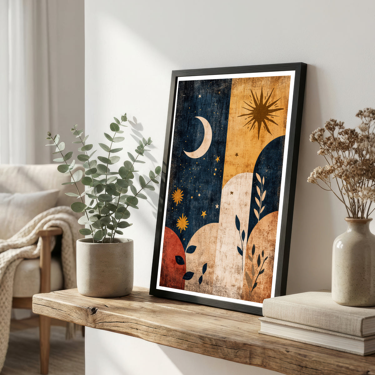 Celestial Moon and Sun Art Print