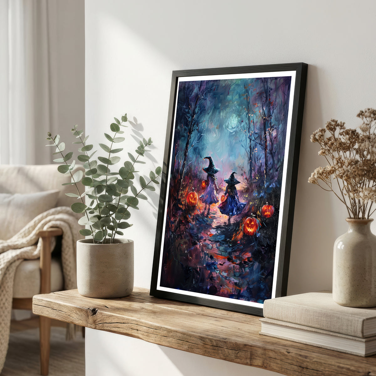 Halloween Witches Forest Art Print