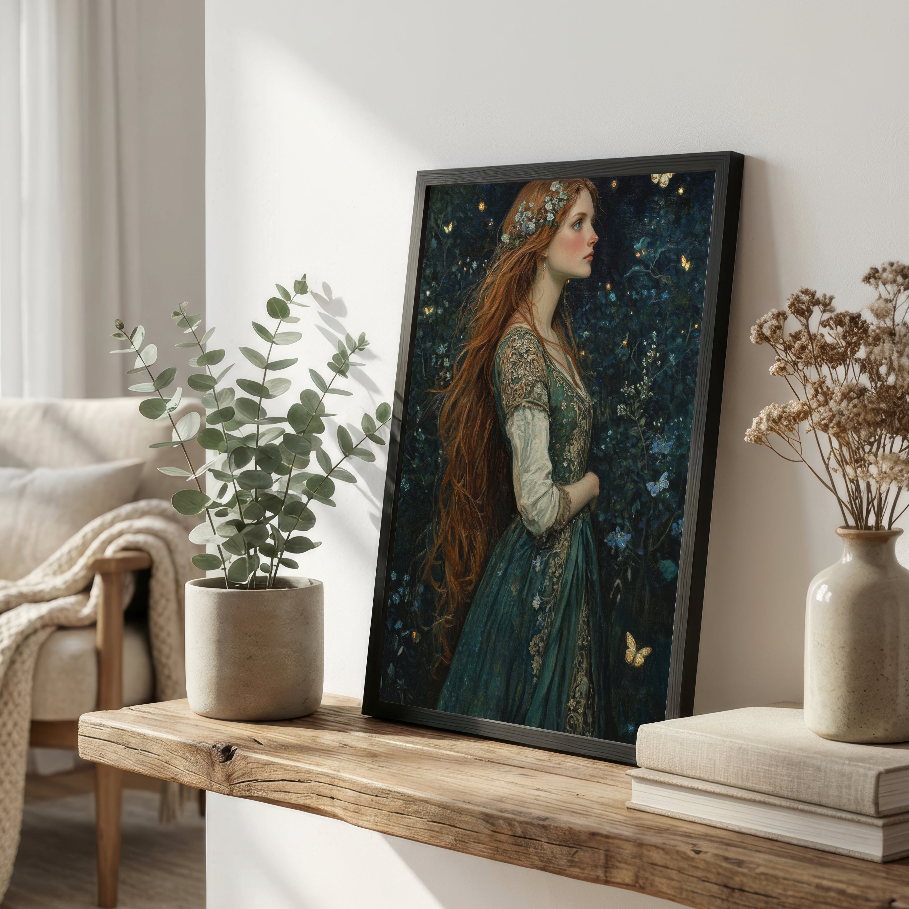 Pre-Raphaelite Enchanted Forest Woman Art Print
