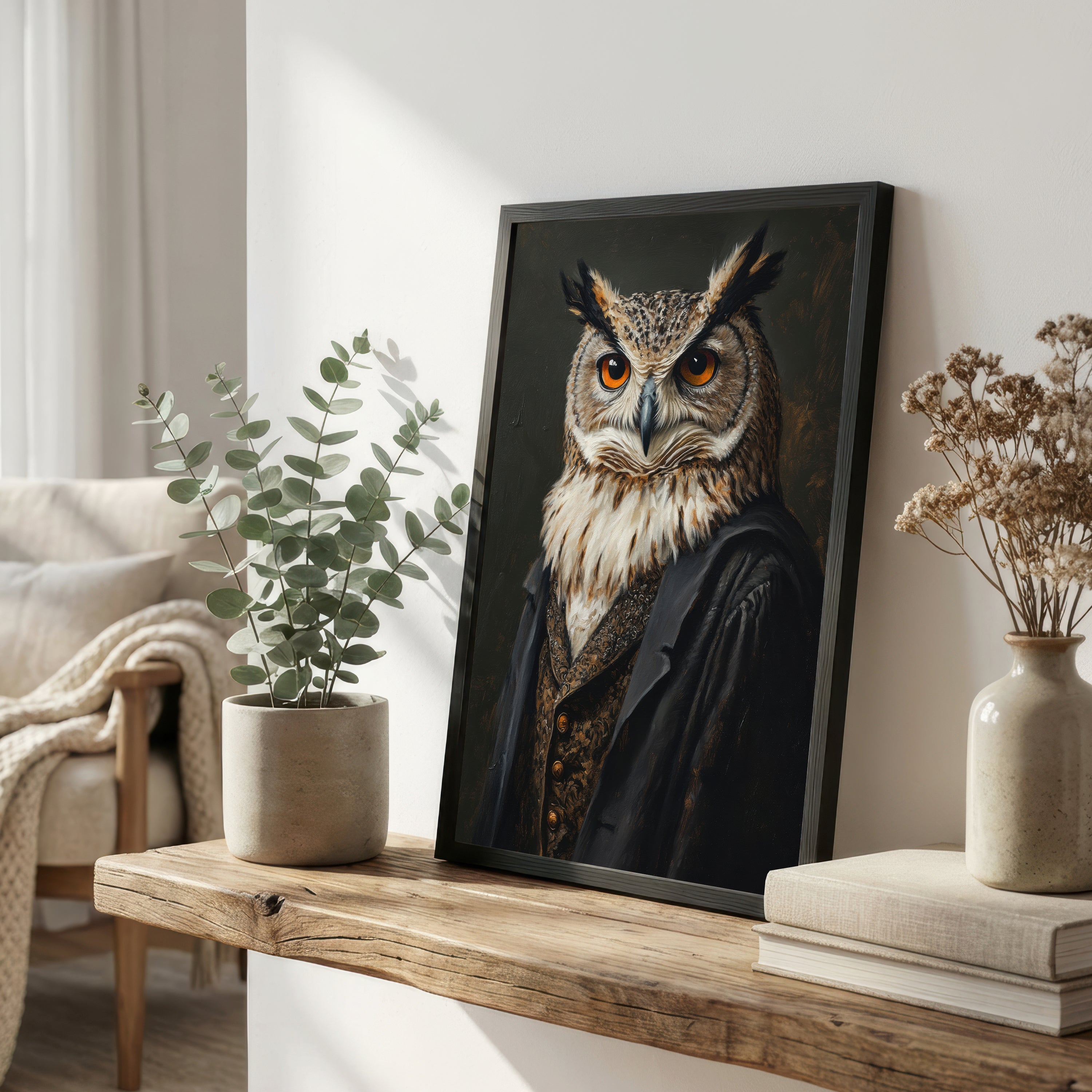 Gothic Owl Dark Academia Art Print