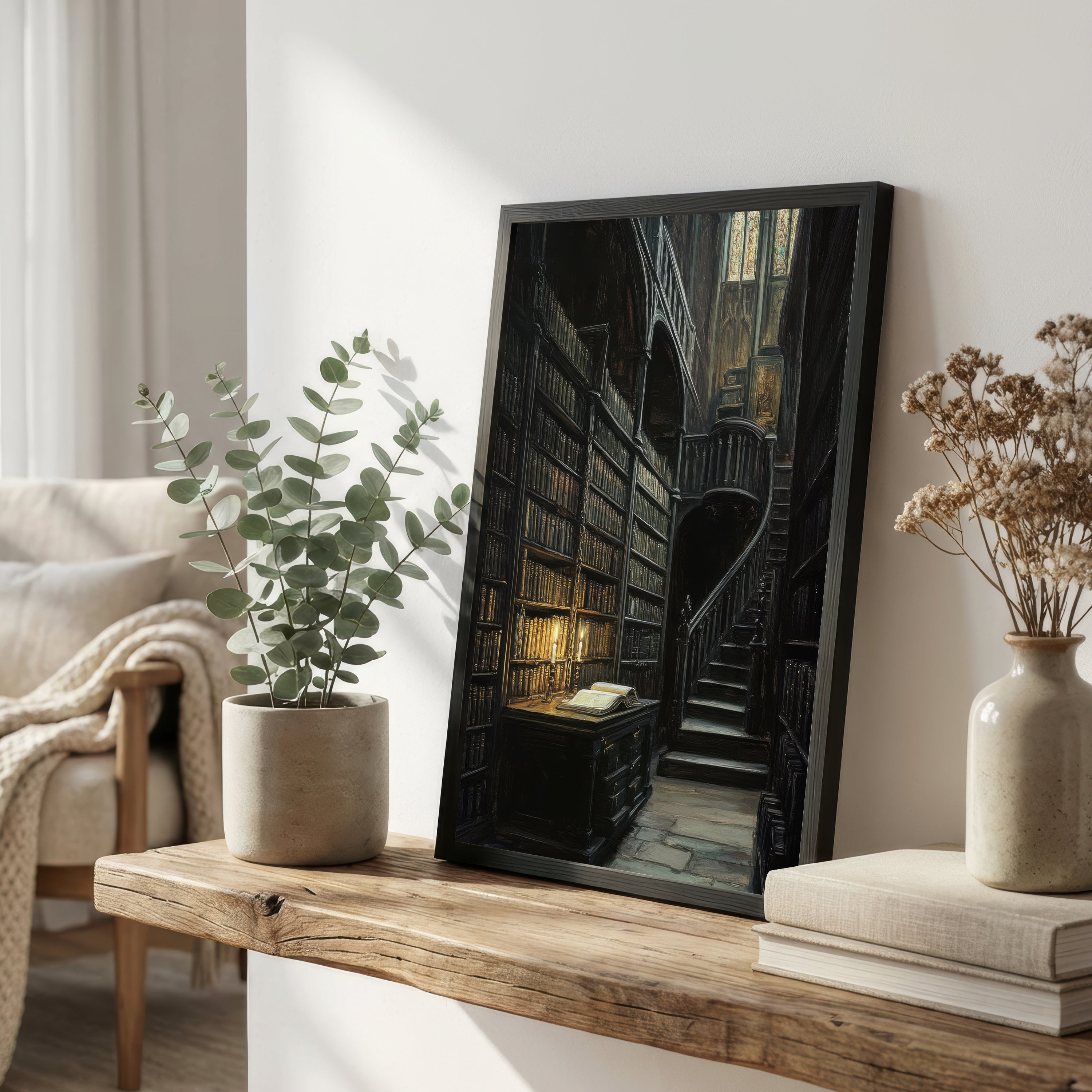 Gothic Library Dark Academia Art Print