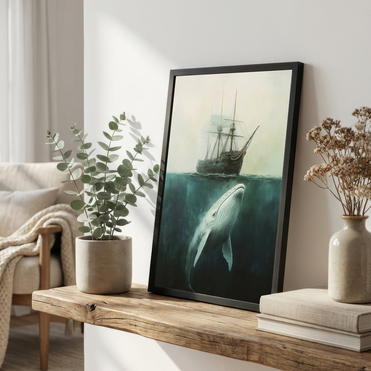 Whale and Sailing Ship Art Print