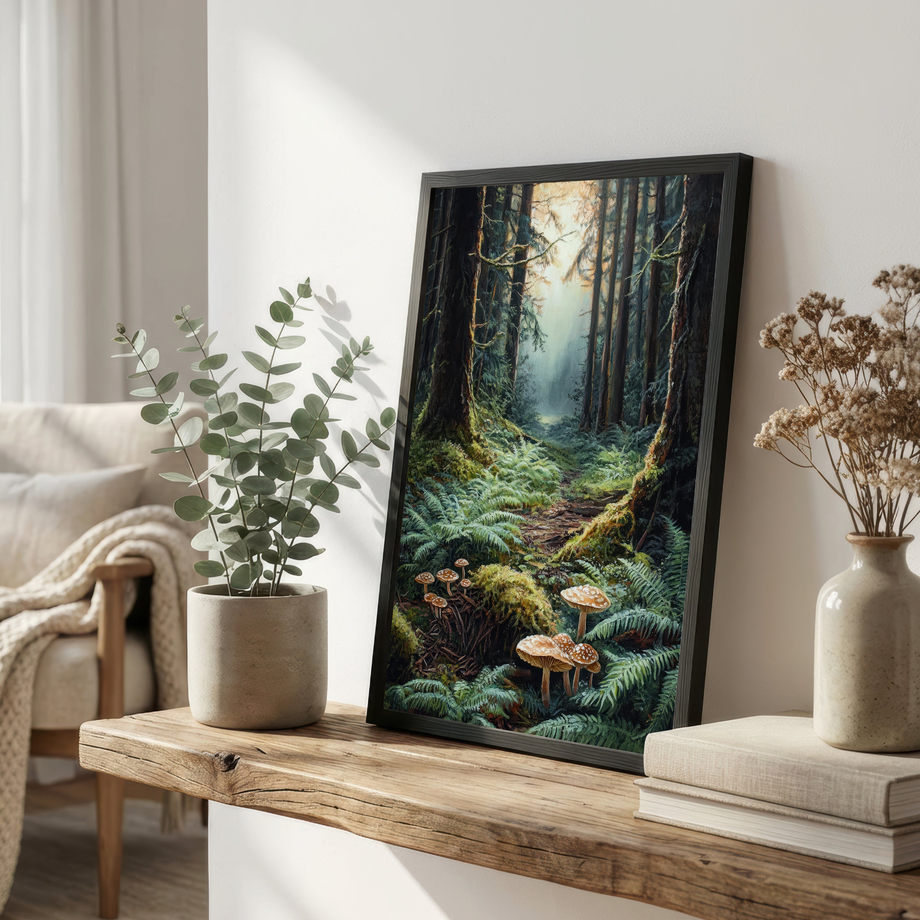 Mushroom Forest Landscape Art Print