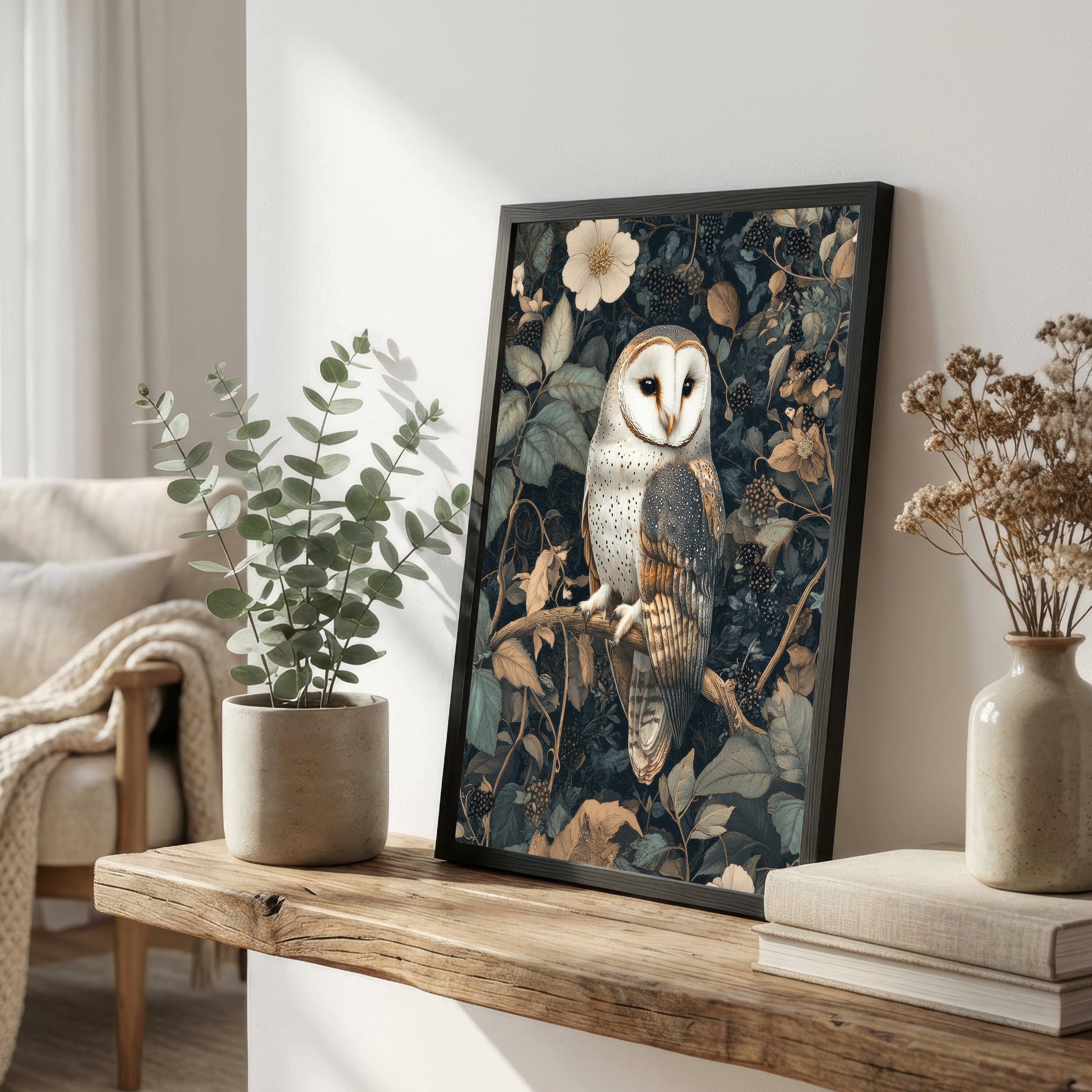 Barn Owl Botanical Art Print