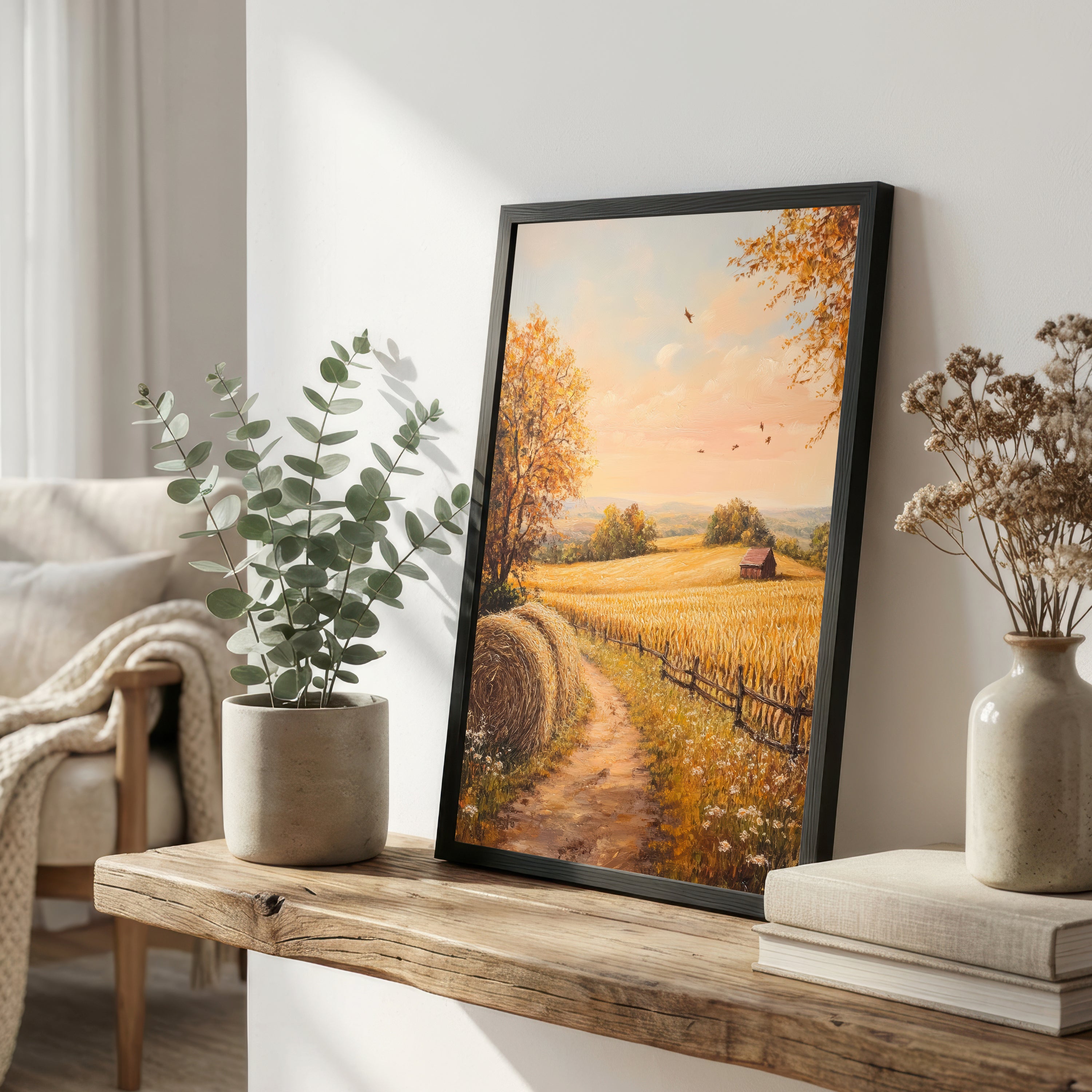 Autumn Wheat Field Landscape Art Print