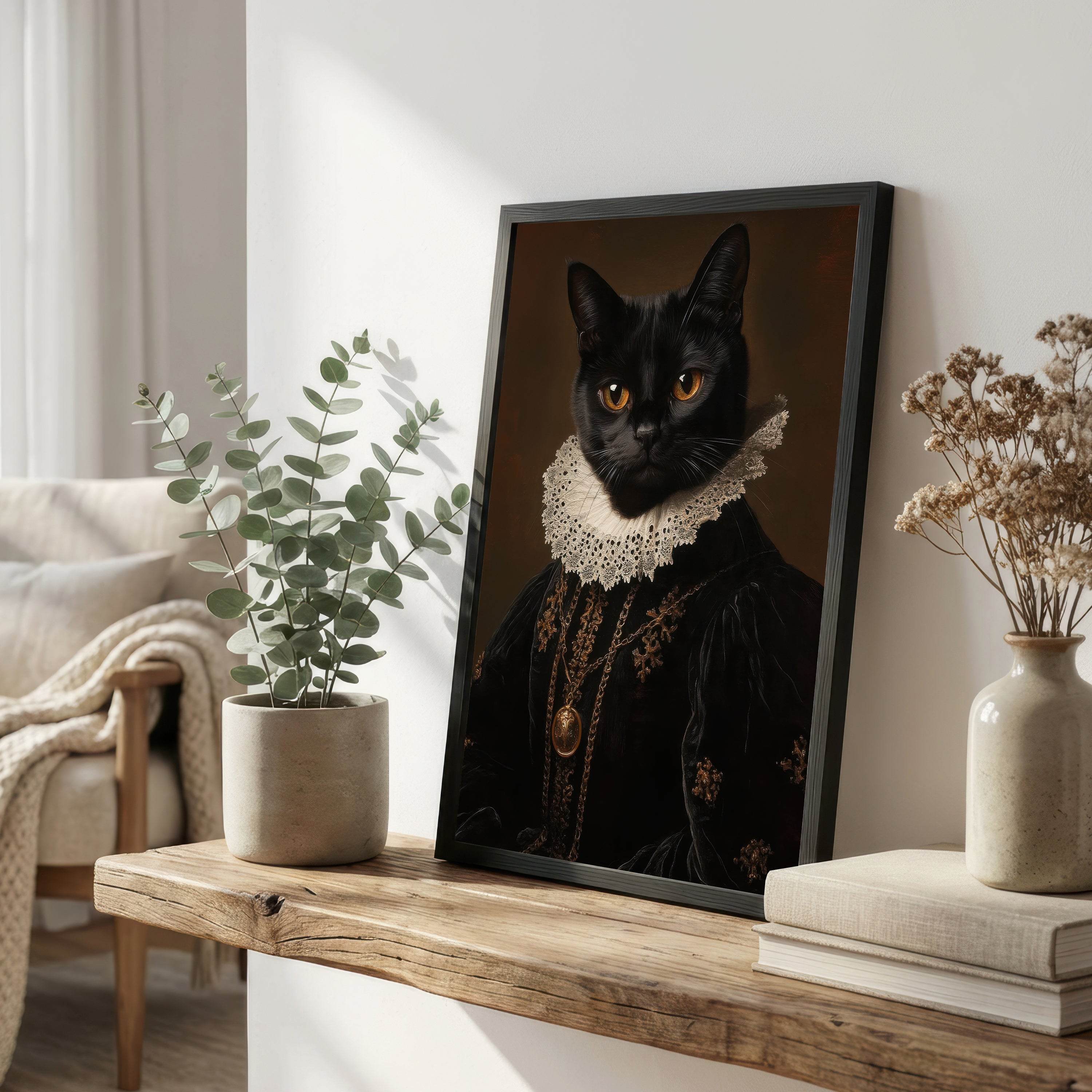 Black Cat Renaissance Art Print