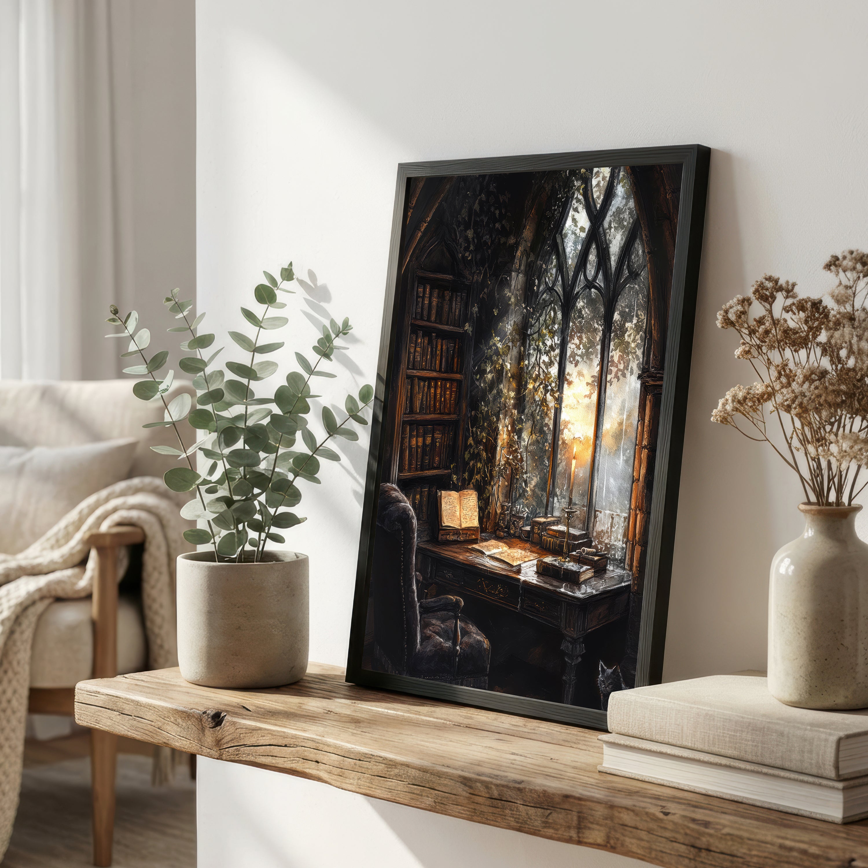 Gothic Library Study Art Print