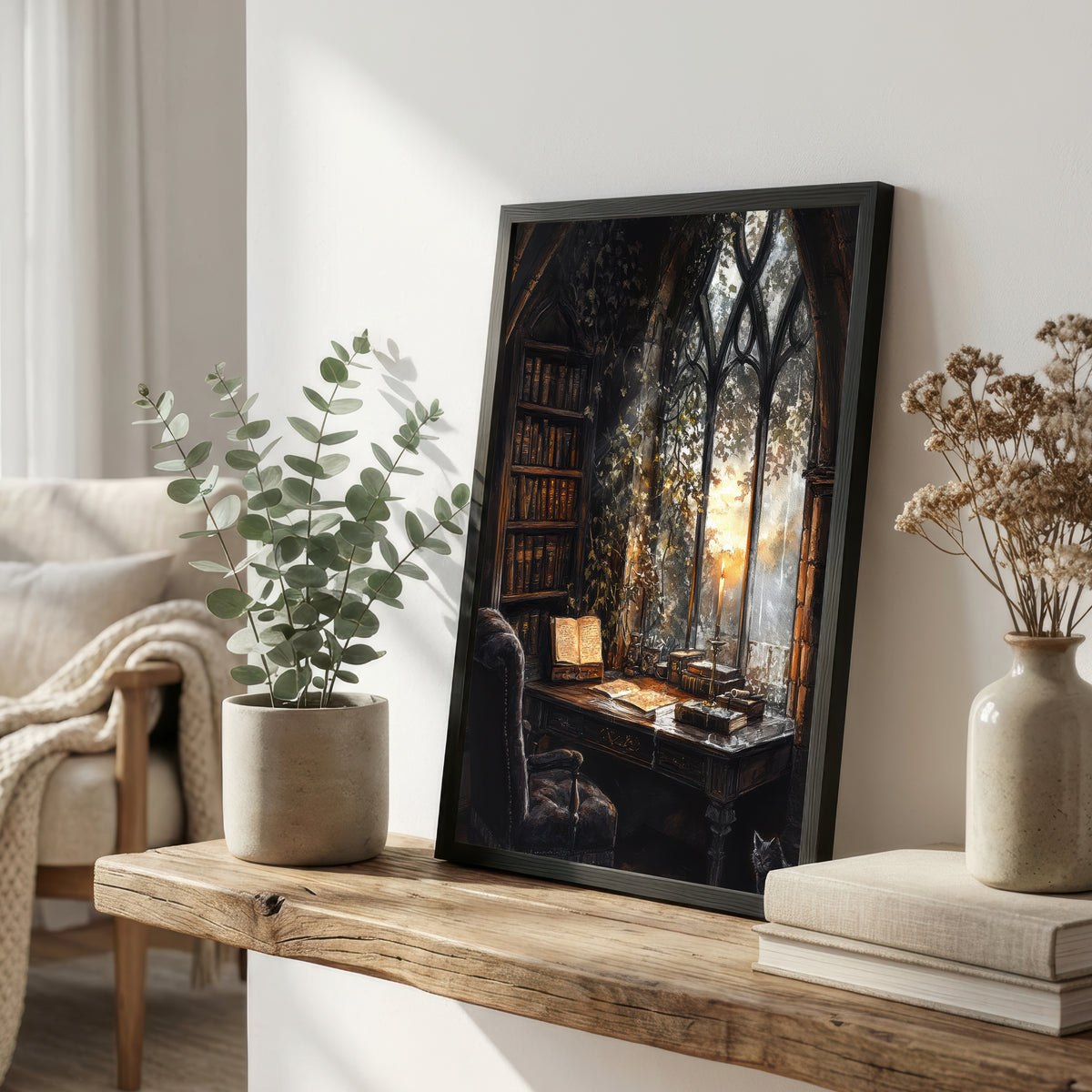 Gothic Library Study Art Print