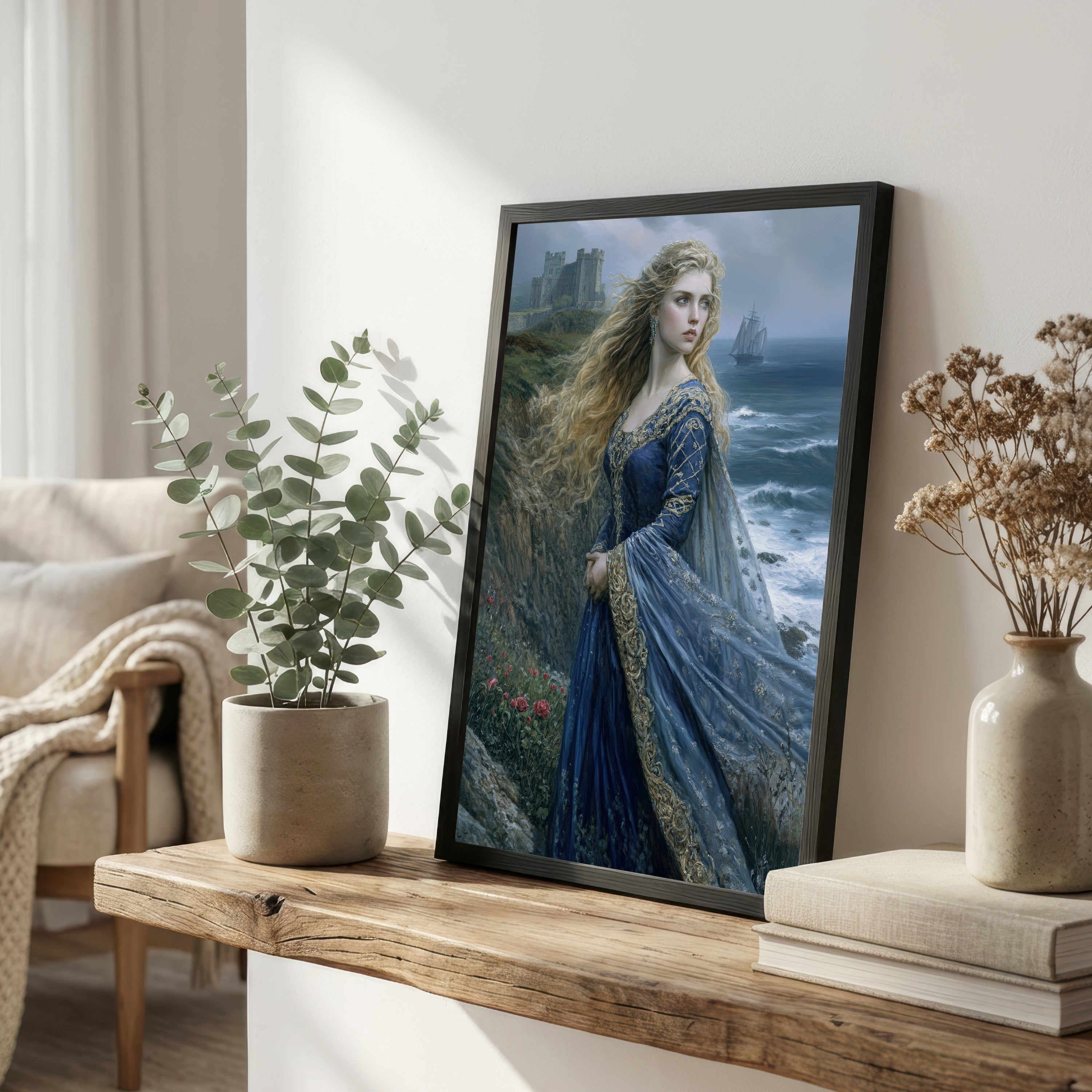 Medieval Maiden Coastal Fantasy Art Print
