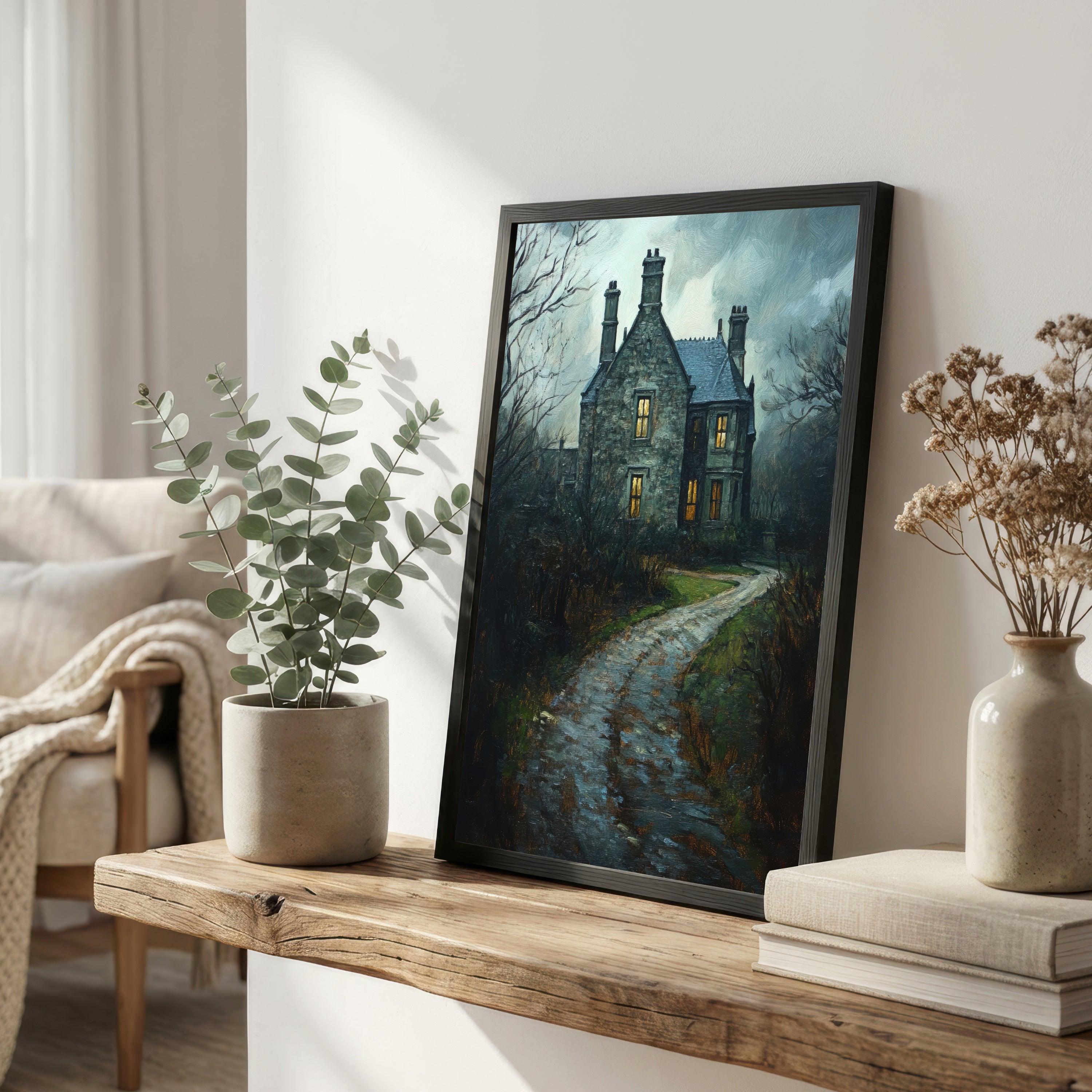 Gothic Cottage Landscape Art Print