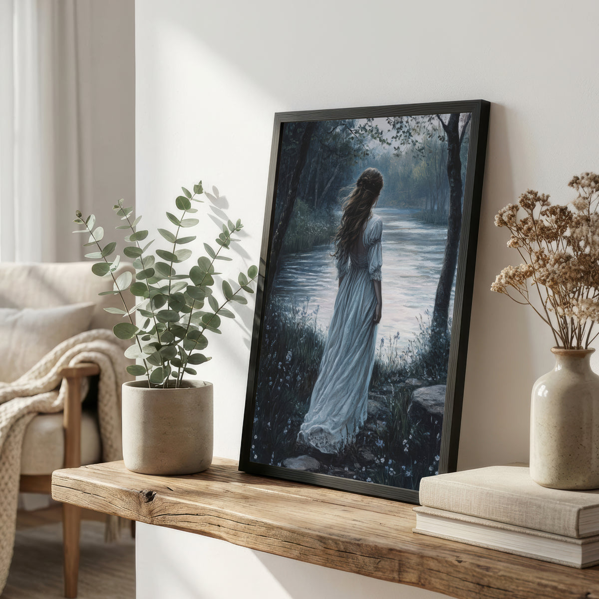 Woman by the River Art Print