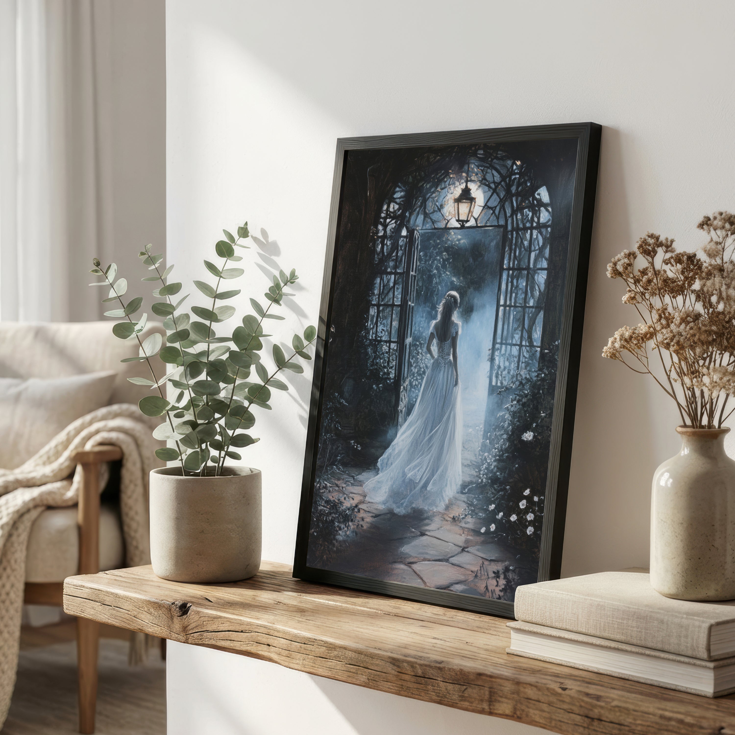 Moonlit Garden Figure Art Print