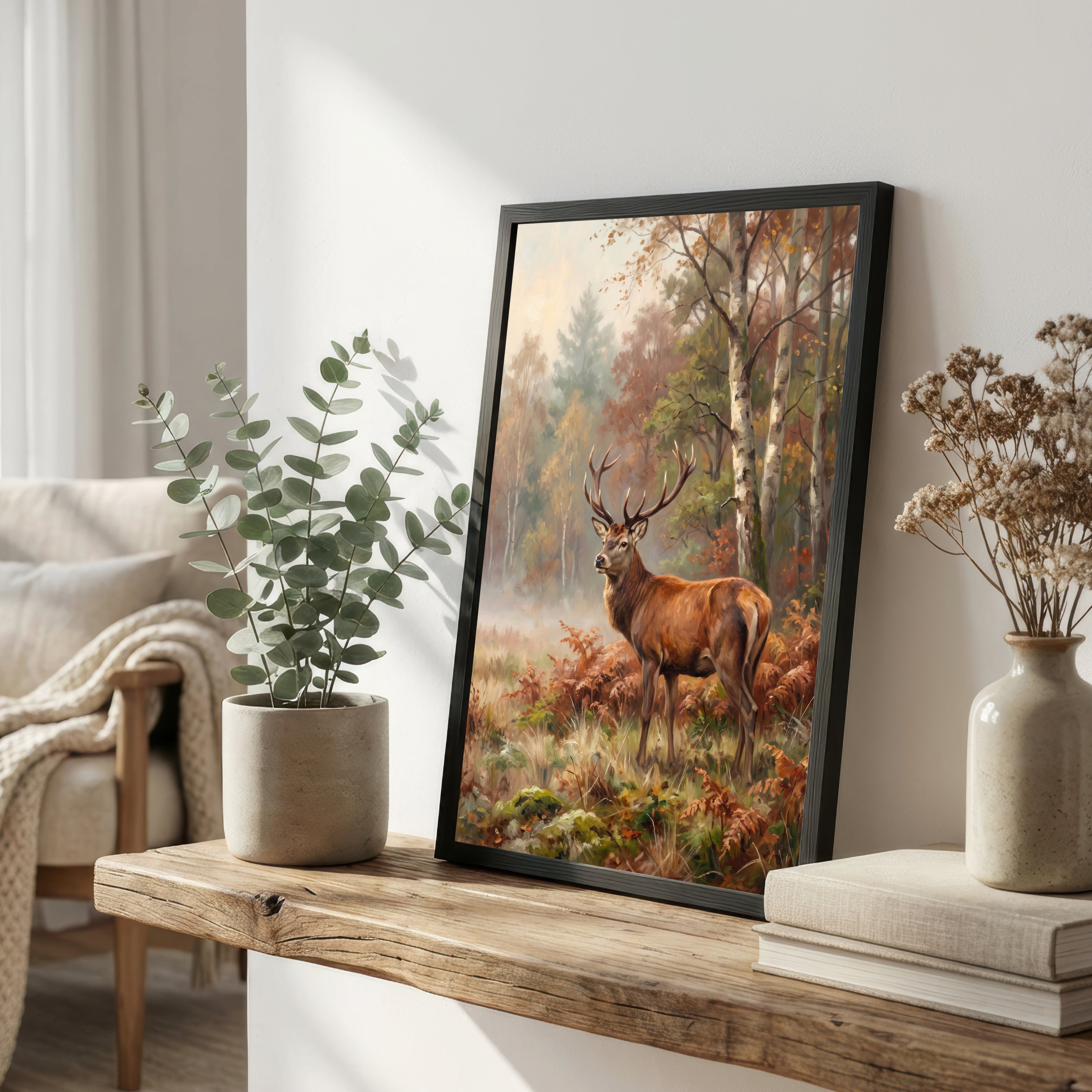 Autumn Stag Woodland Art Print