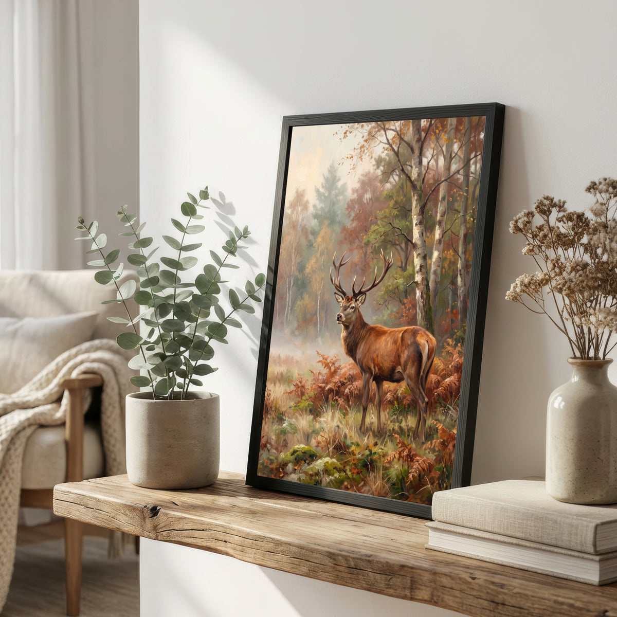 Autumn Stag Woodland Art Print