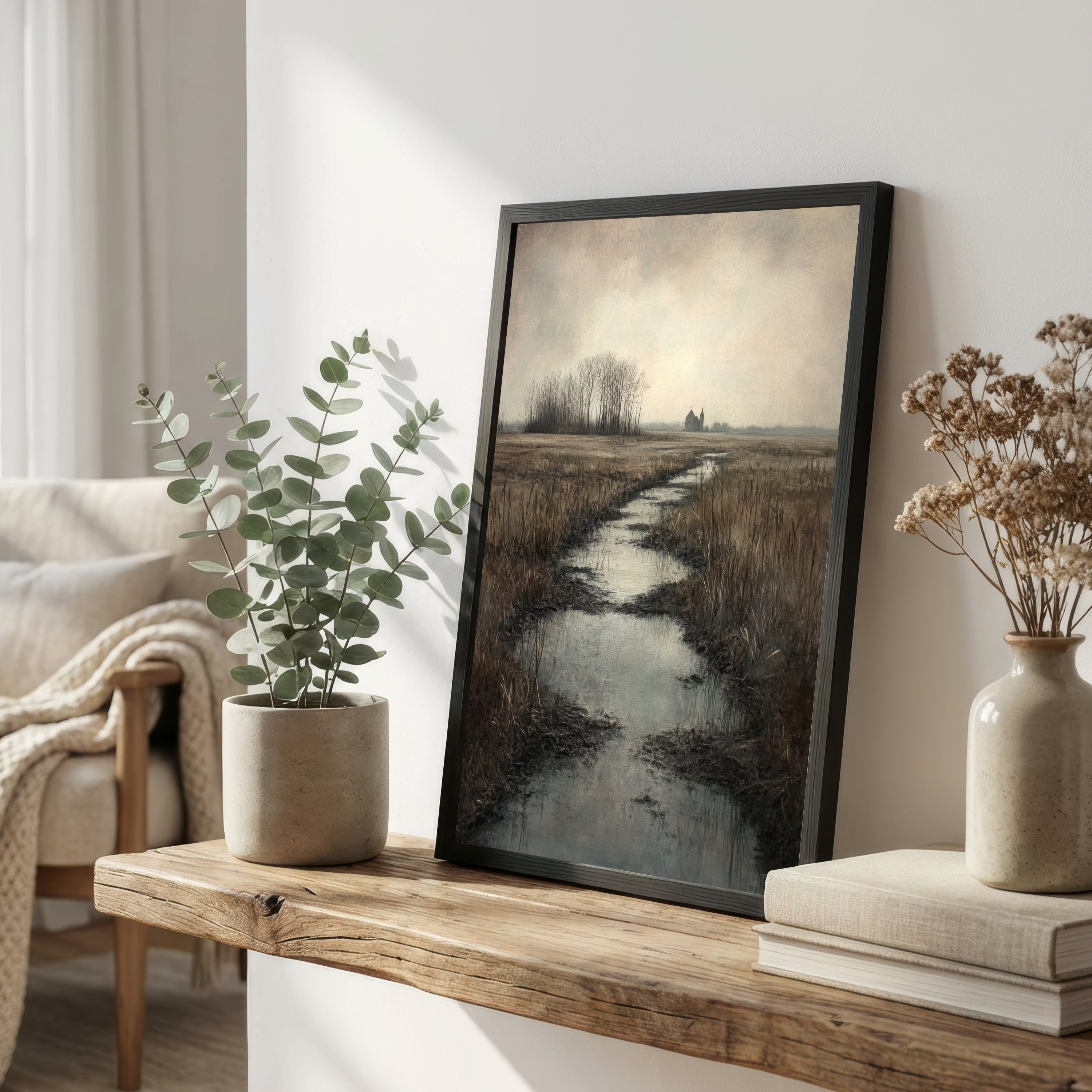 Moody Marshland Church Art Print