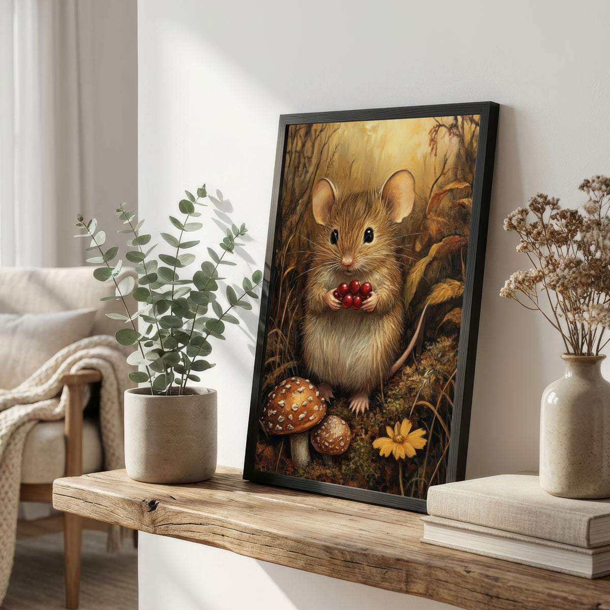 Woodland Mouse Berry Art Print