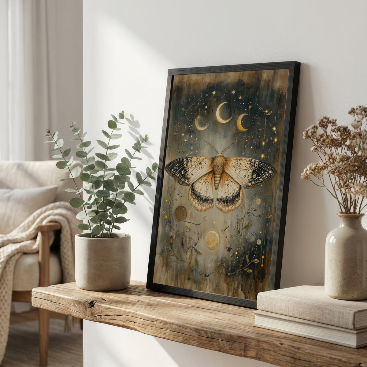 Moth Moonlight Art Print
