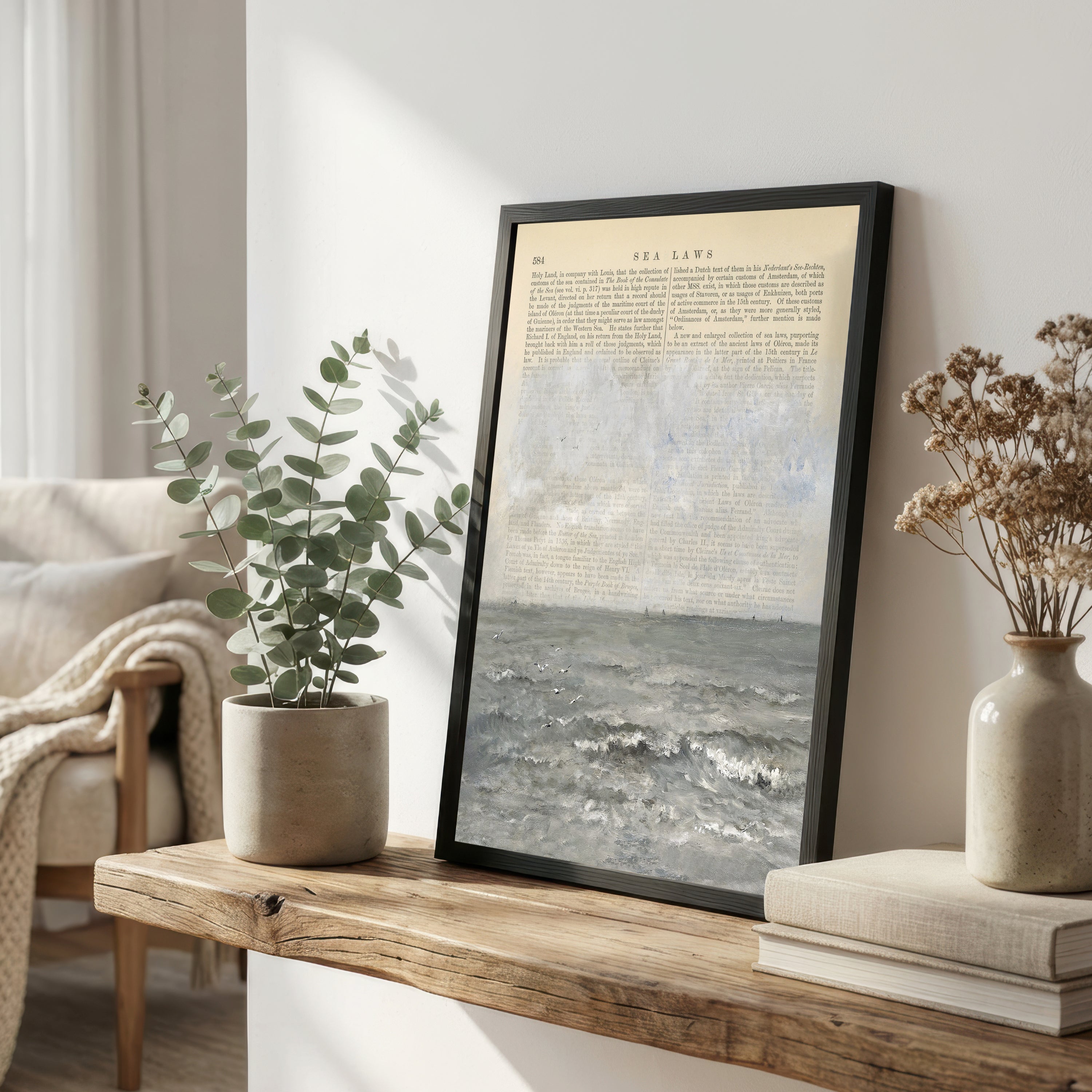 Vintage Text Seascape Art Print
