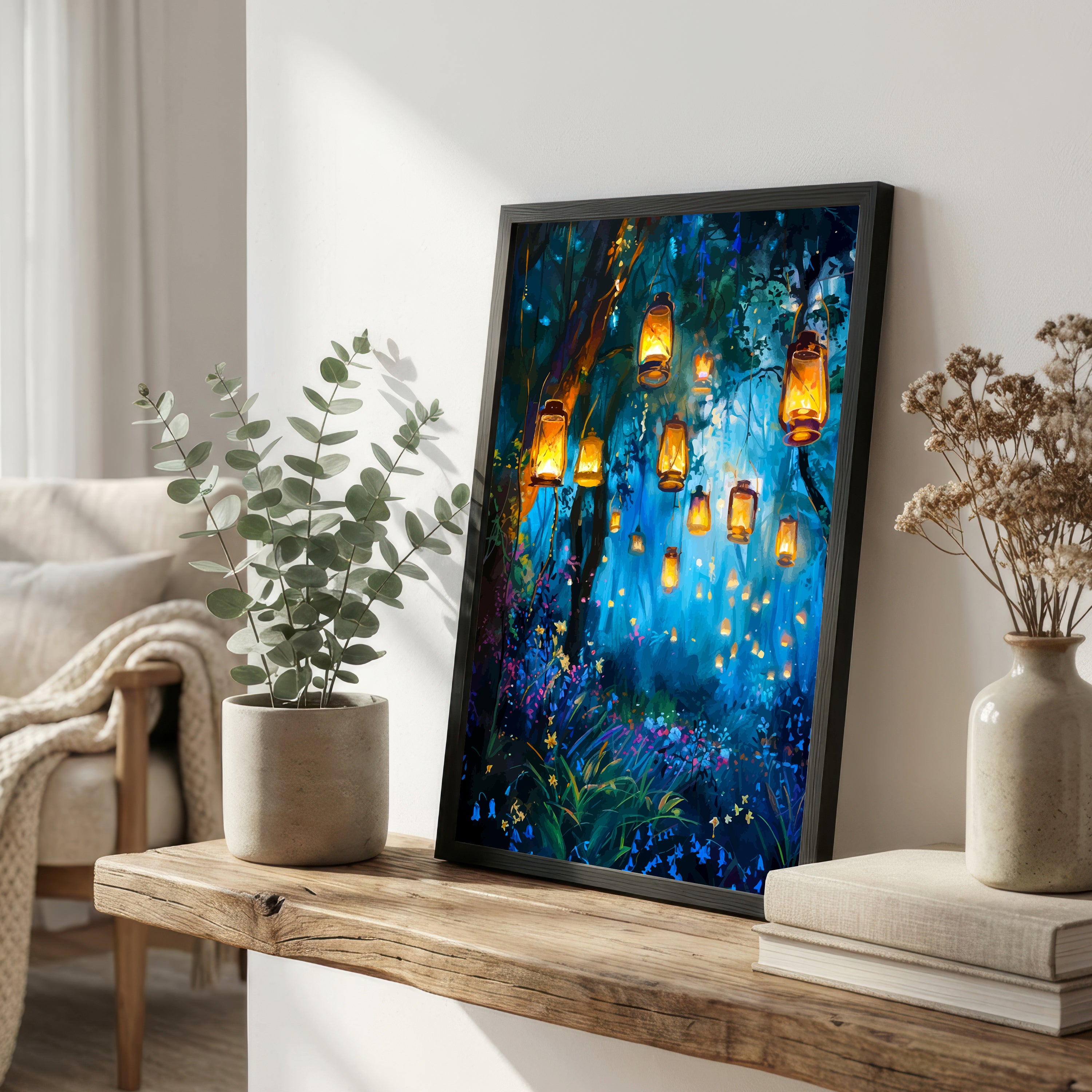 Enchanted Woodland Lanterns Art Print