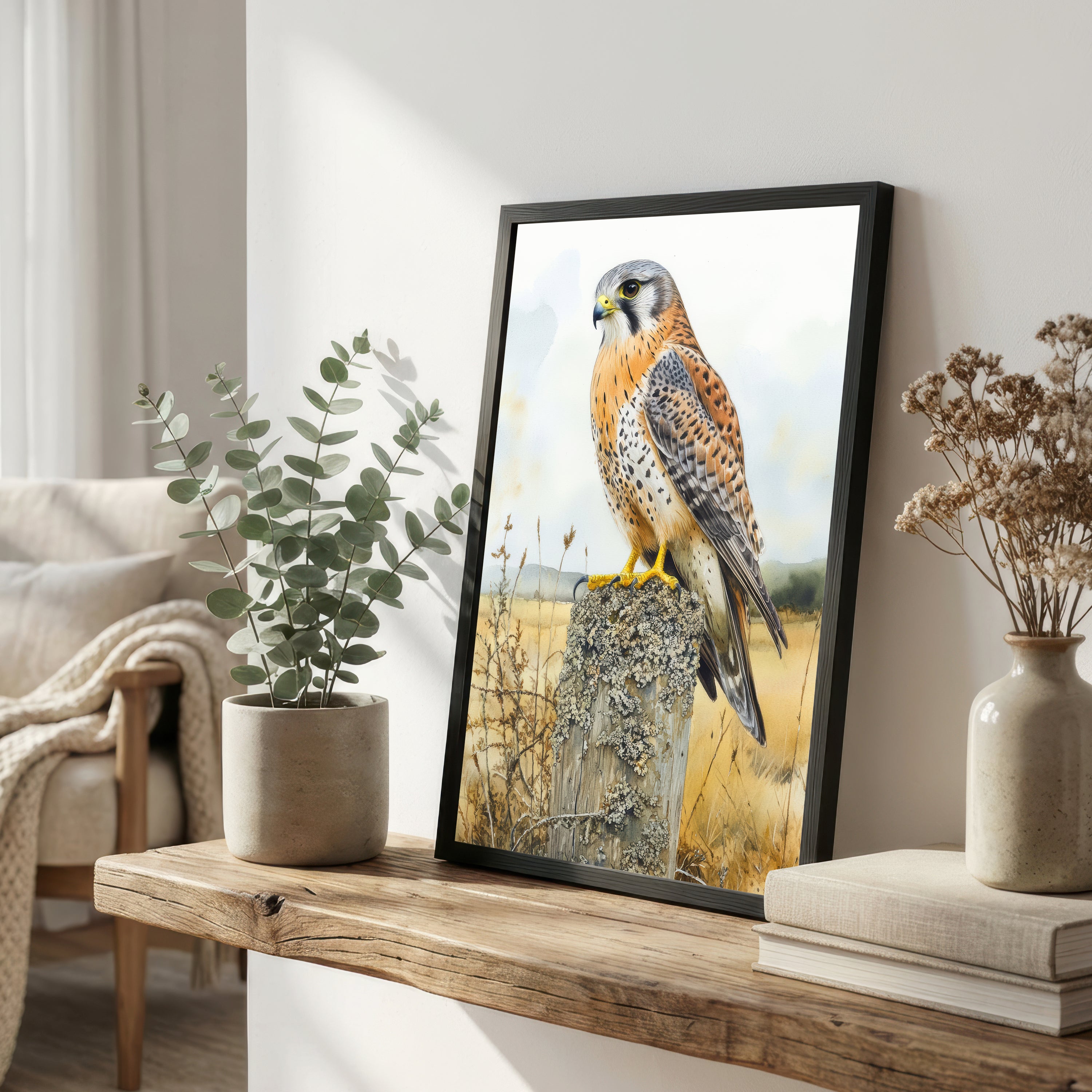Kestrel Wildlife Watercolour Art Print