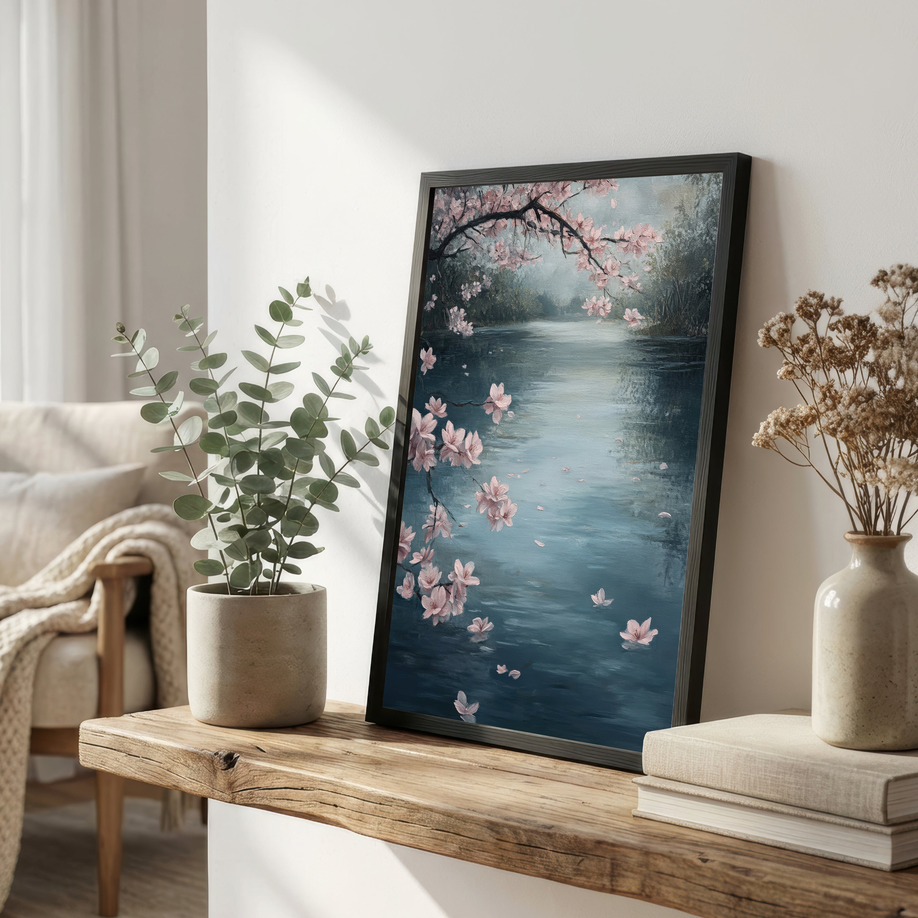 Cherry Blossom Pond Art Print