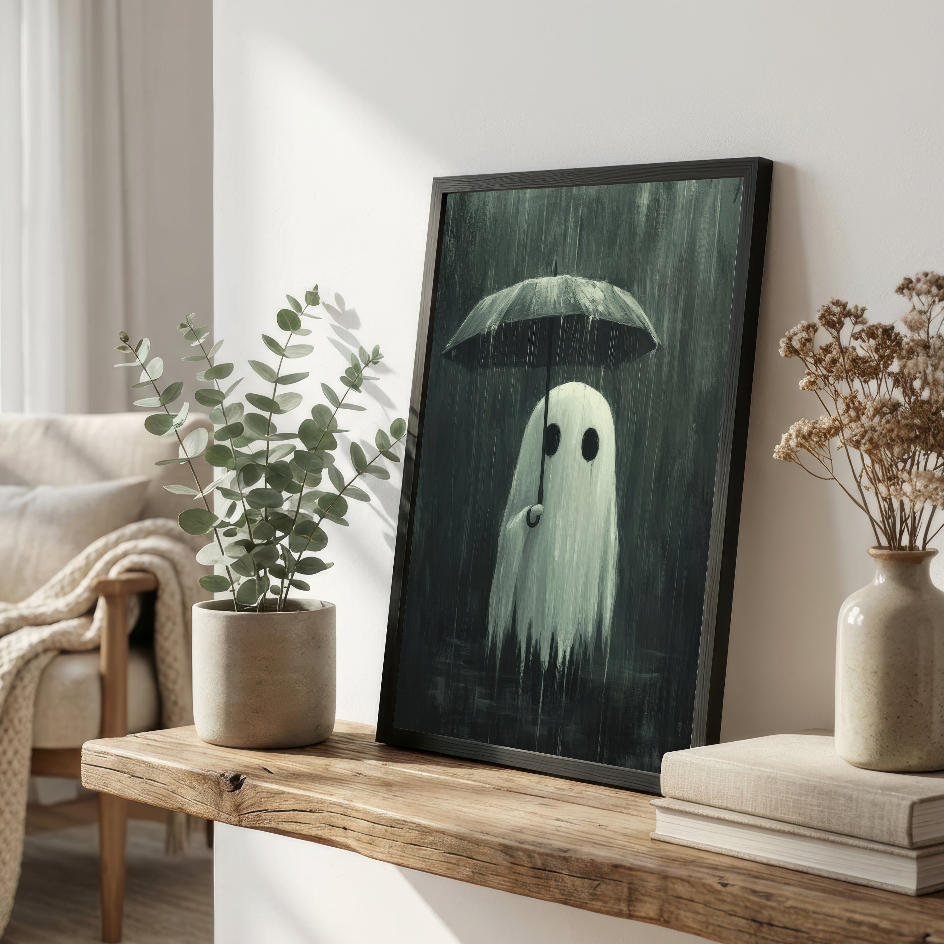 Ghost Under Umbrella Art Print
