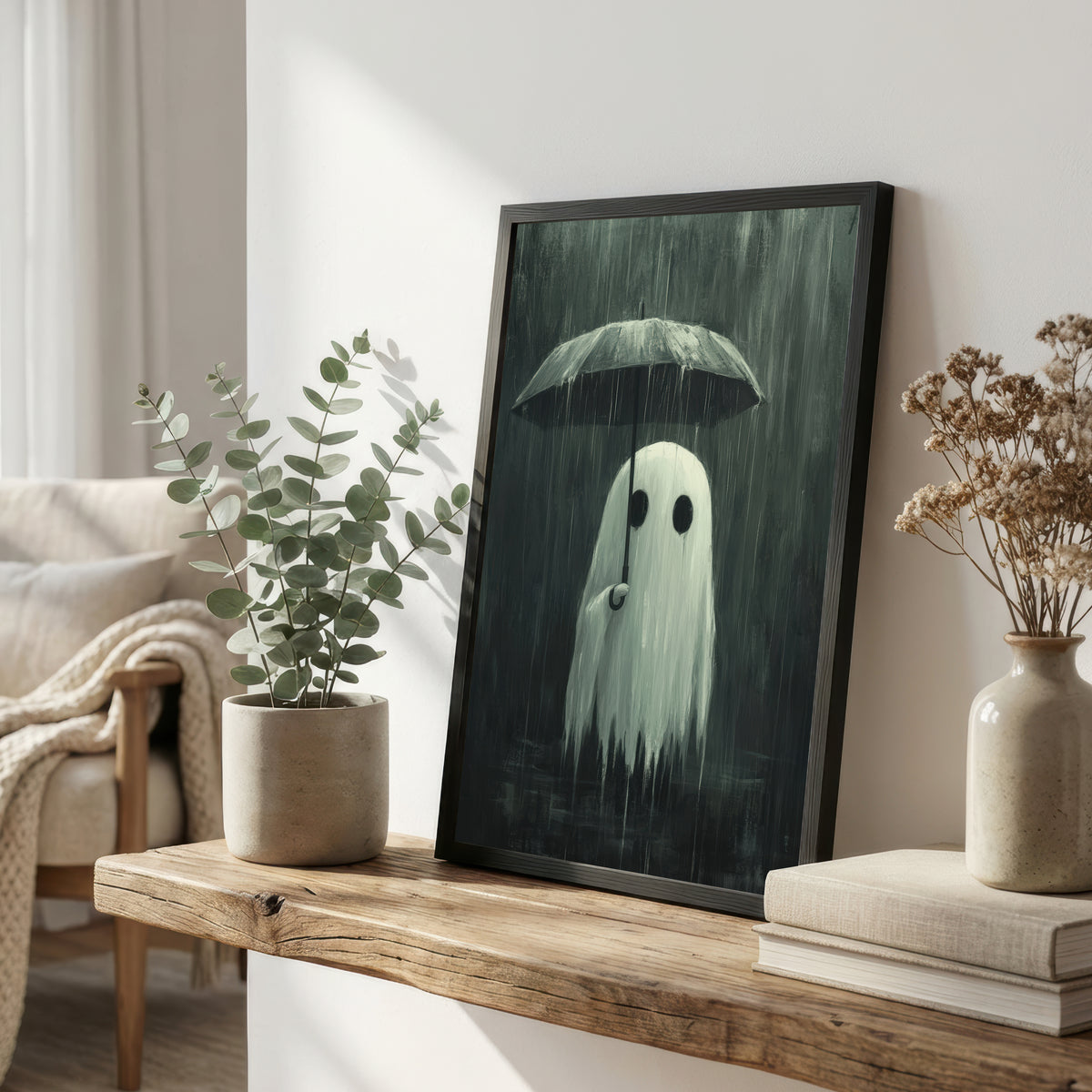 Ghost Under Umbrella Art Print