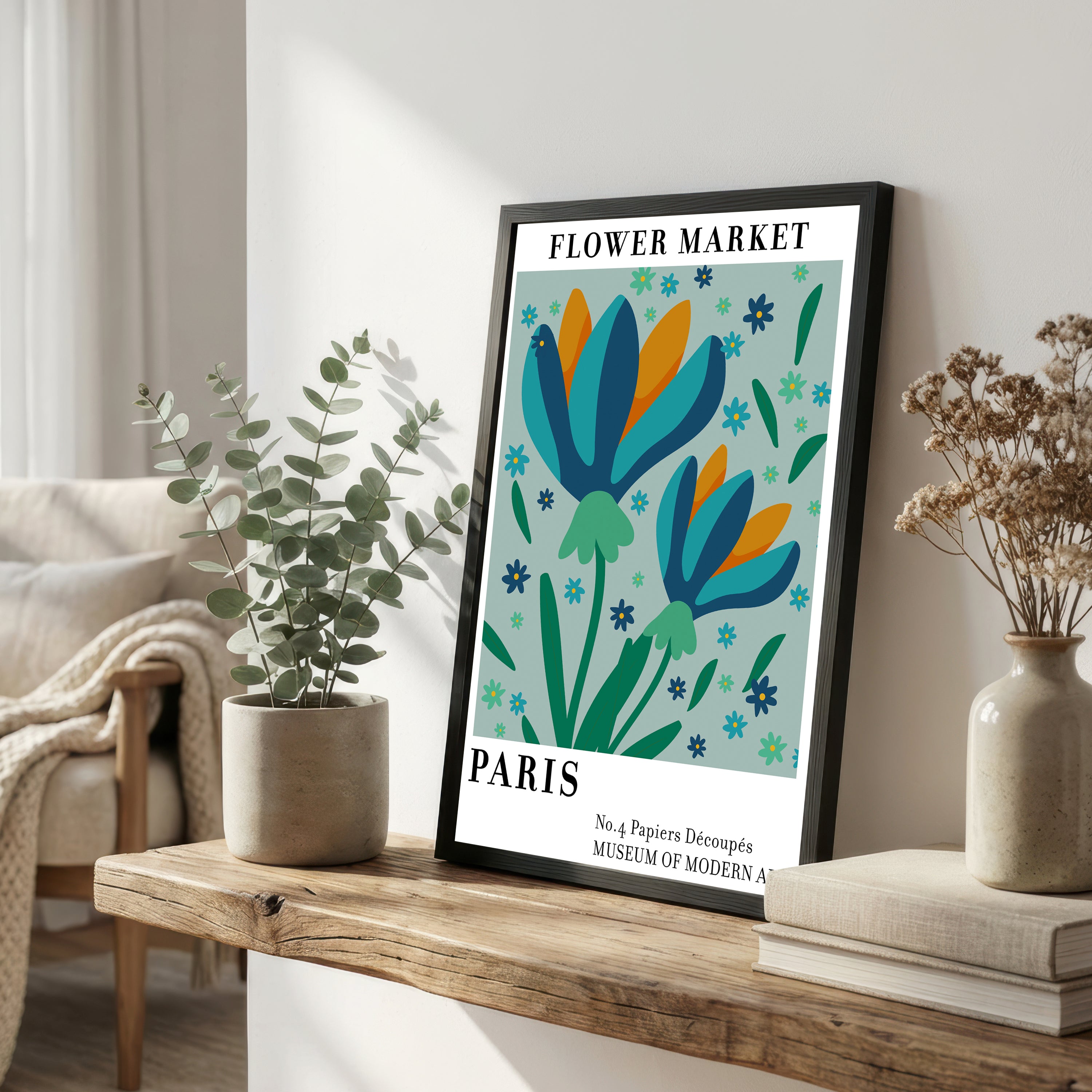 Paris Flower Market Cut Paper Art Print