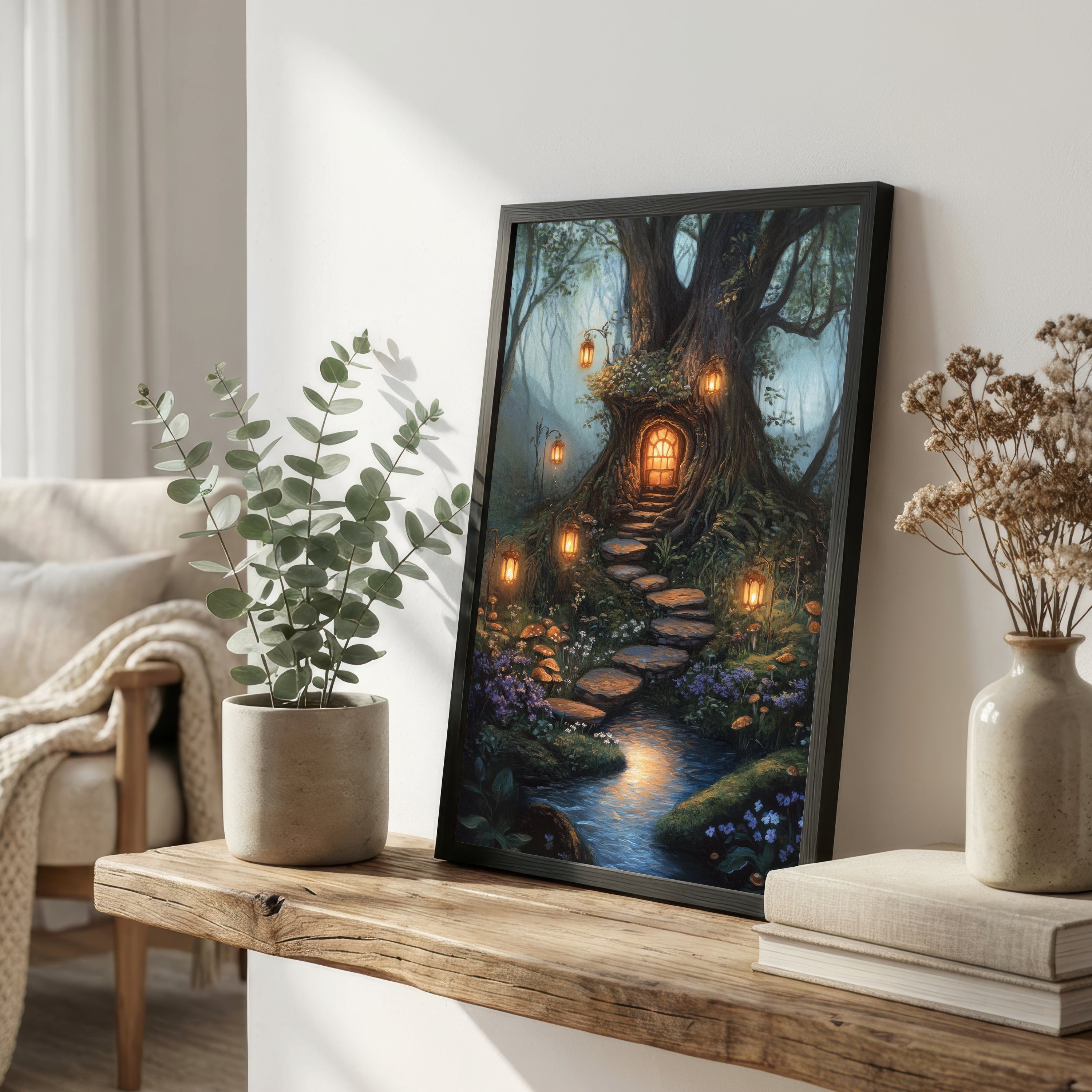 Enchanted Treehouse Forest Art Print