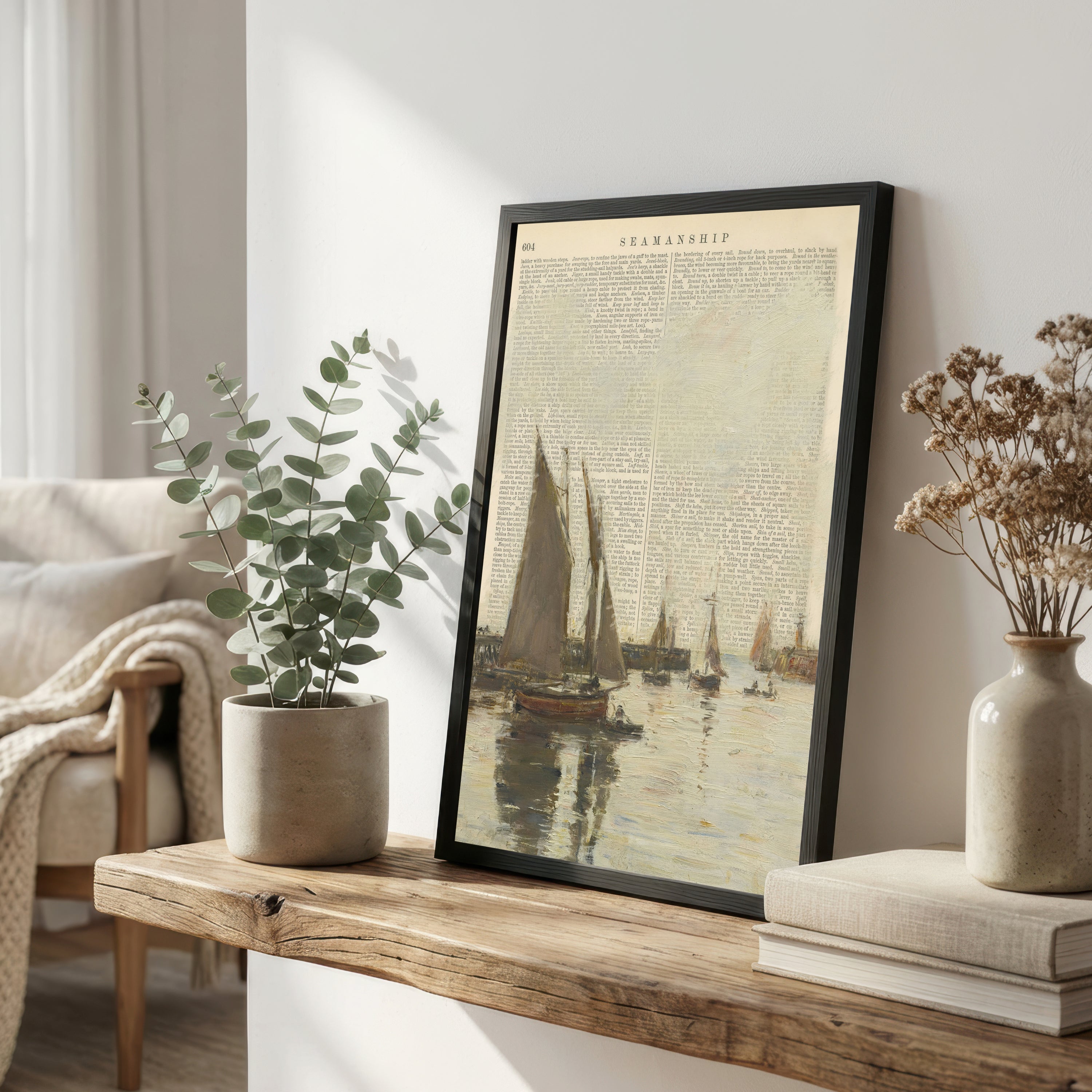 Vintage Sailboat Harbour Art Print