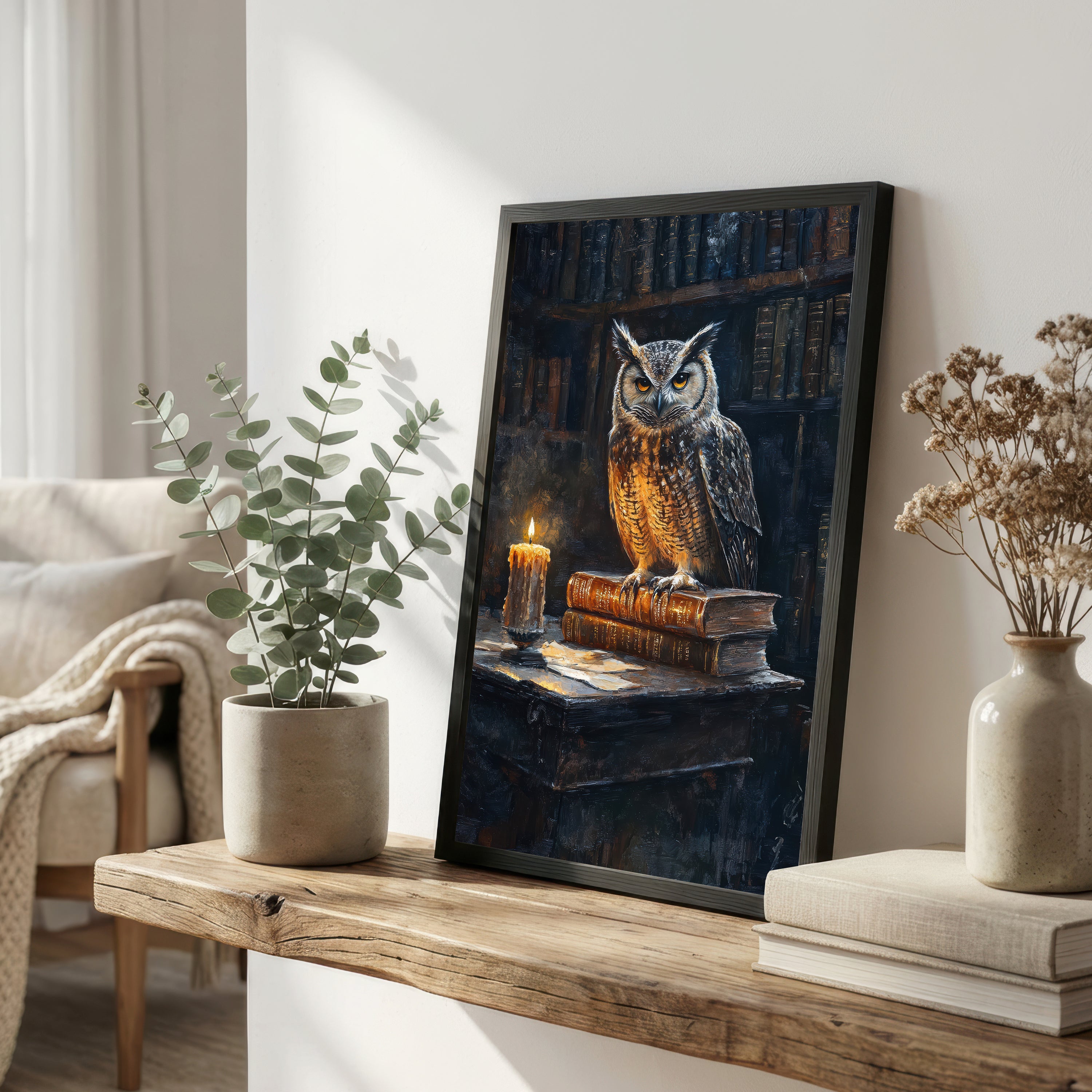 Dark Academia Owl Art Print