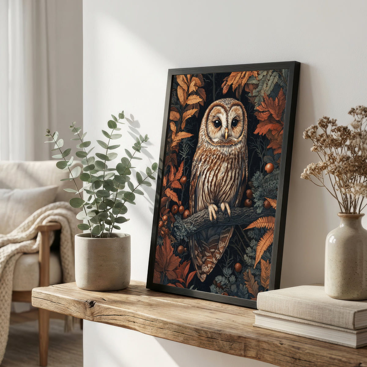 Barn Owl Autumn Forest Art Print