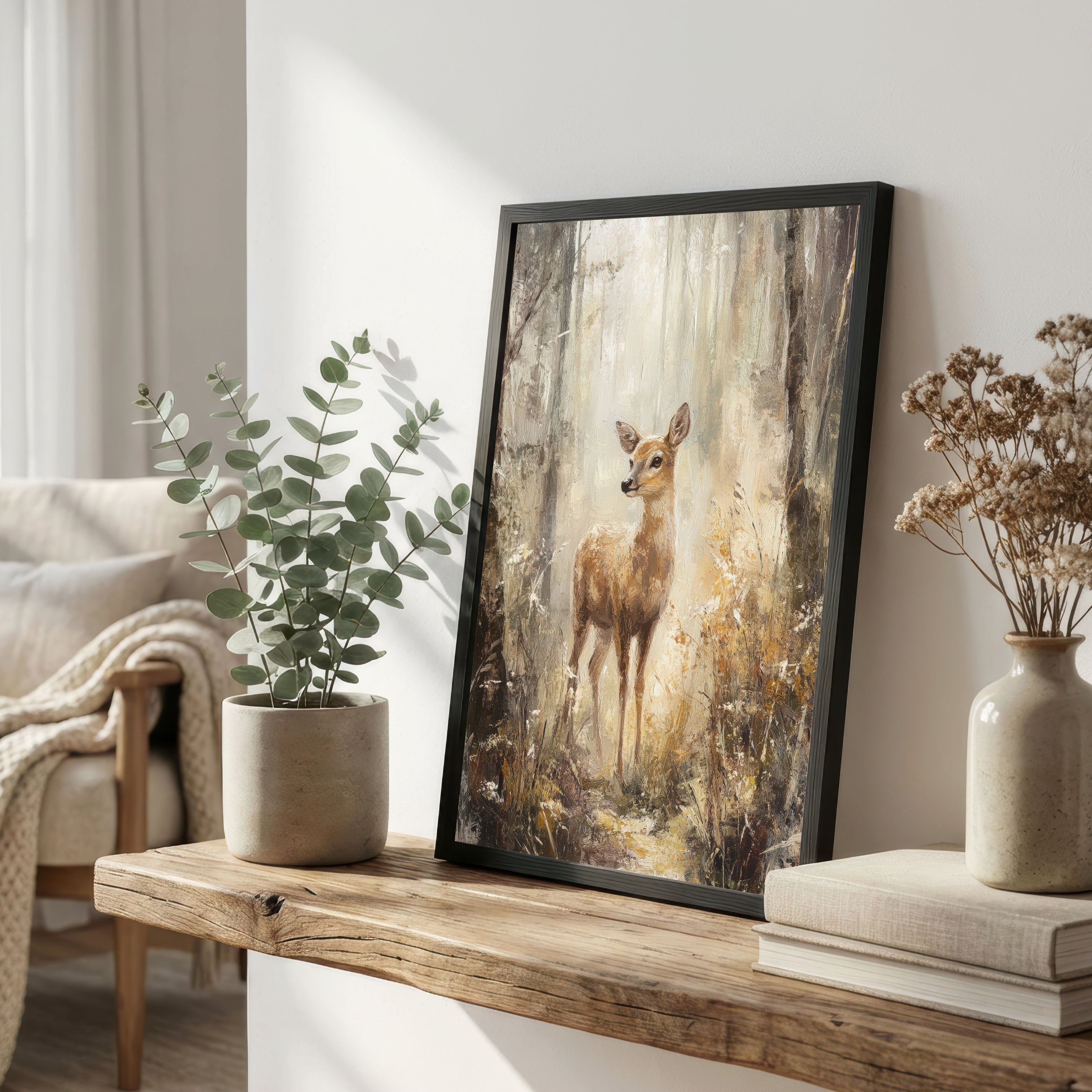 Woodland Deer Painterly Art Print