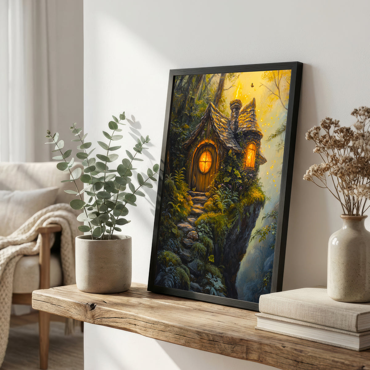 Enchanted Forest Cottage Art Print