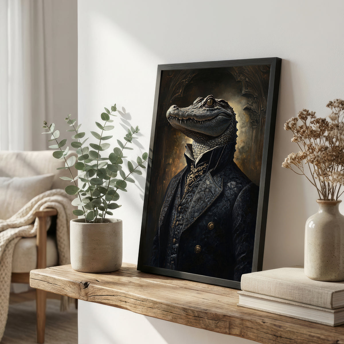Gothic Crocodile Portrait Art Print