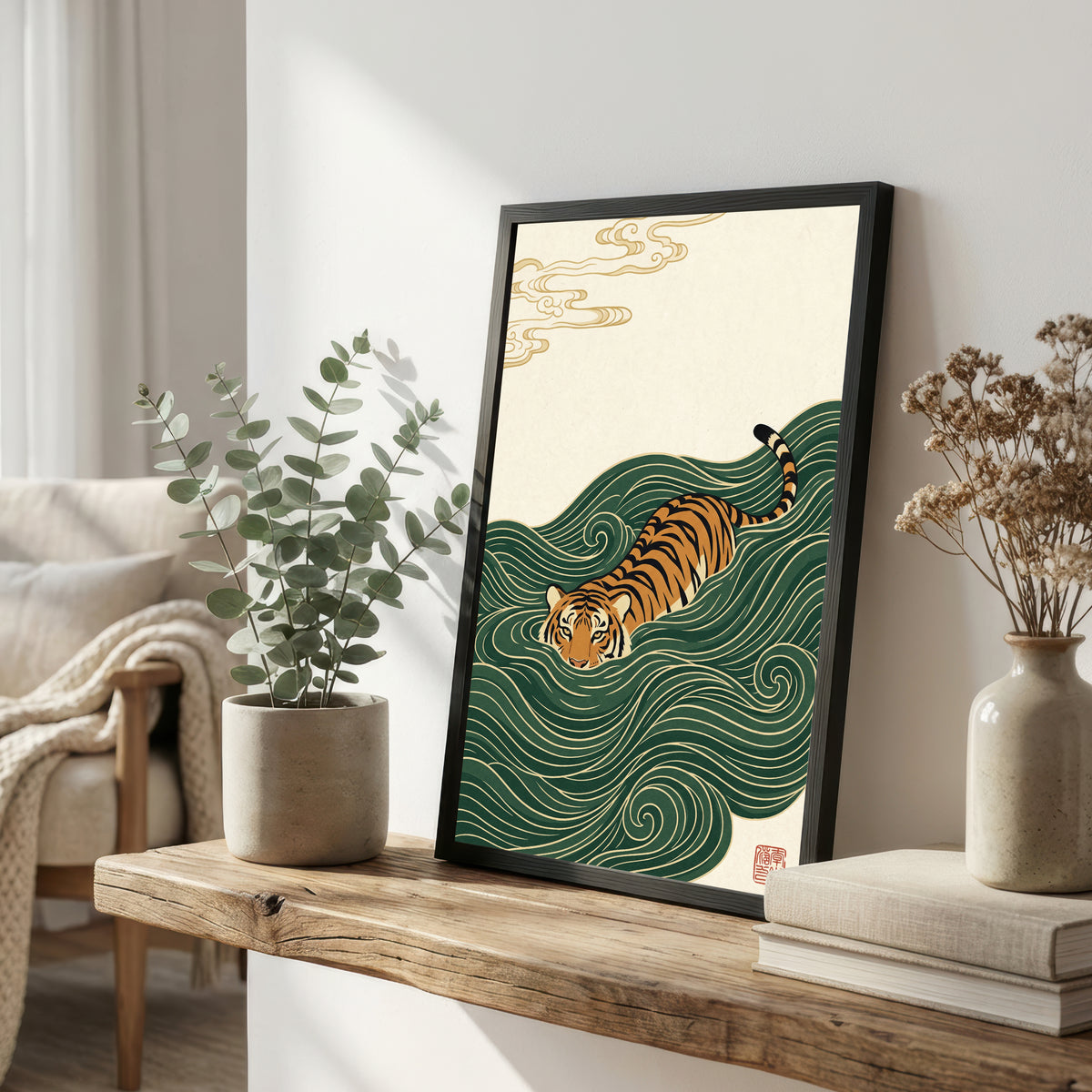 Japanese Tiger Wave Art Print